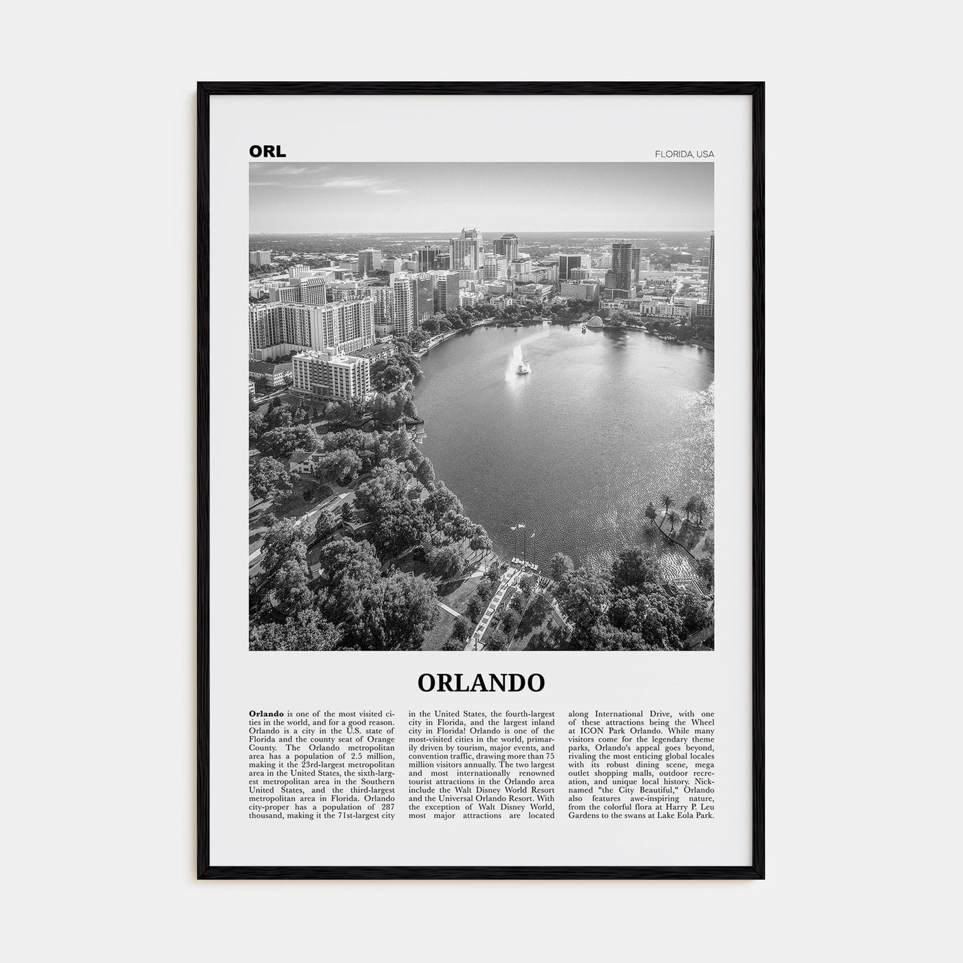 Orlando Travel B&W No 1 Poster
