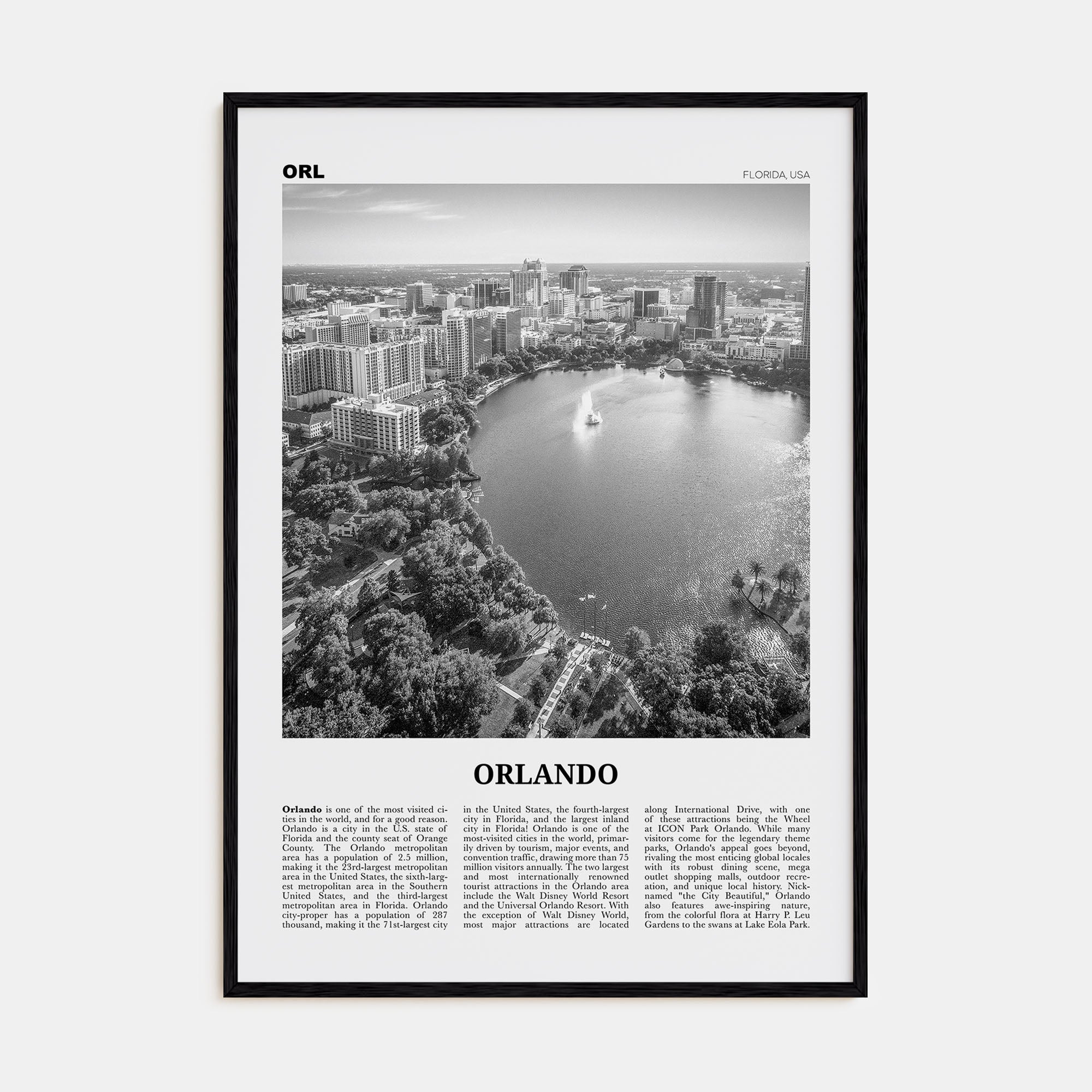 Orlando Travel B&W No 1 Poster