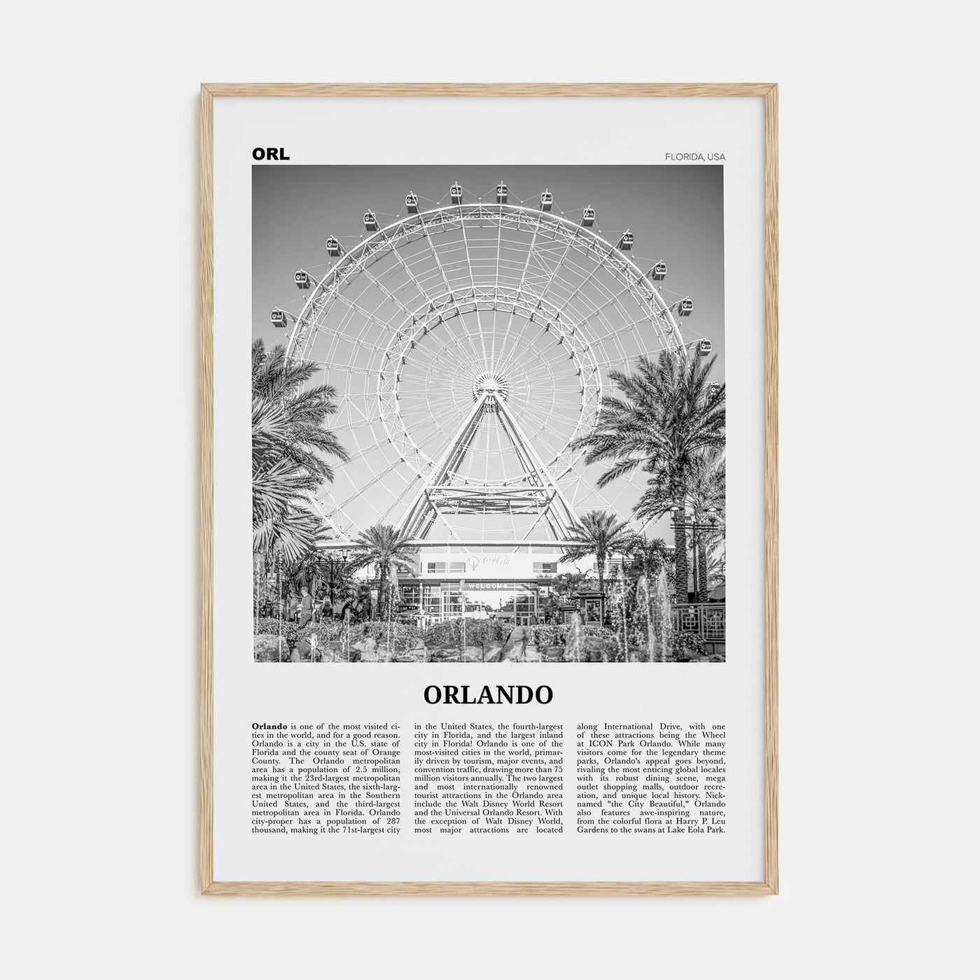 Orlando Travel B&W No 2 Poster