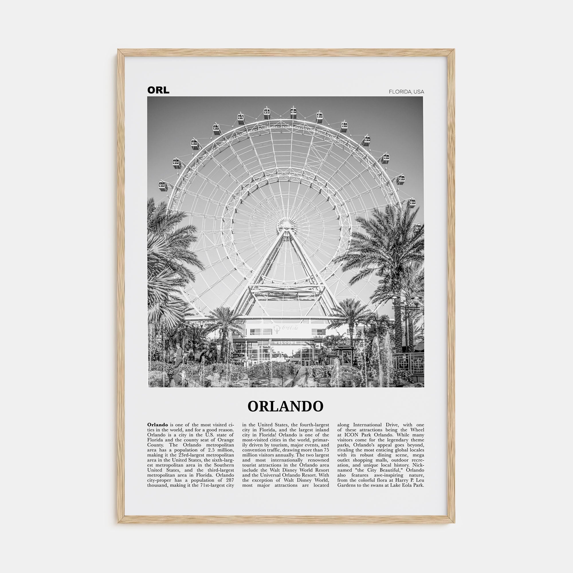 Orlando Travel B&W No 2 Poster