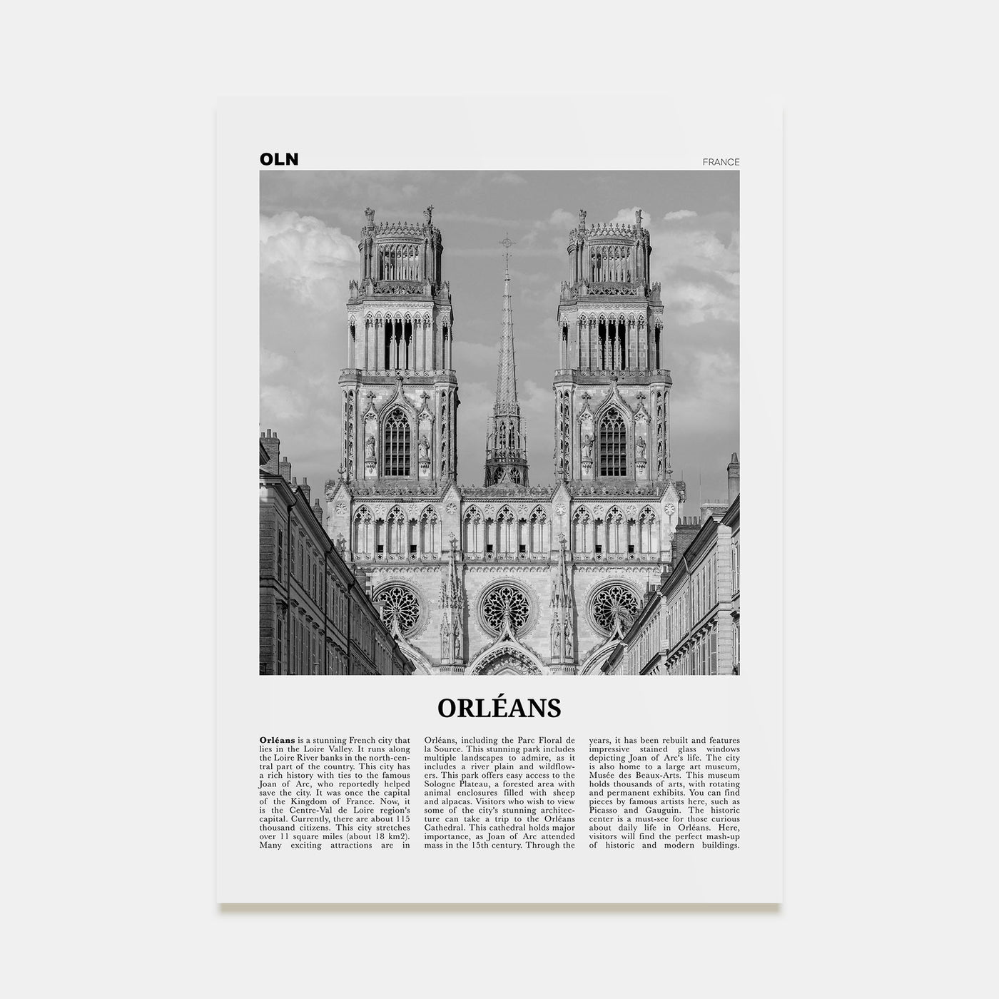 Orléans Travel B&W Poster