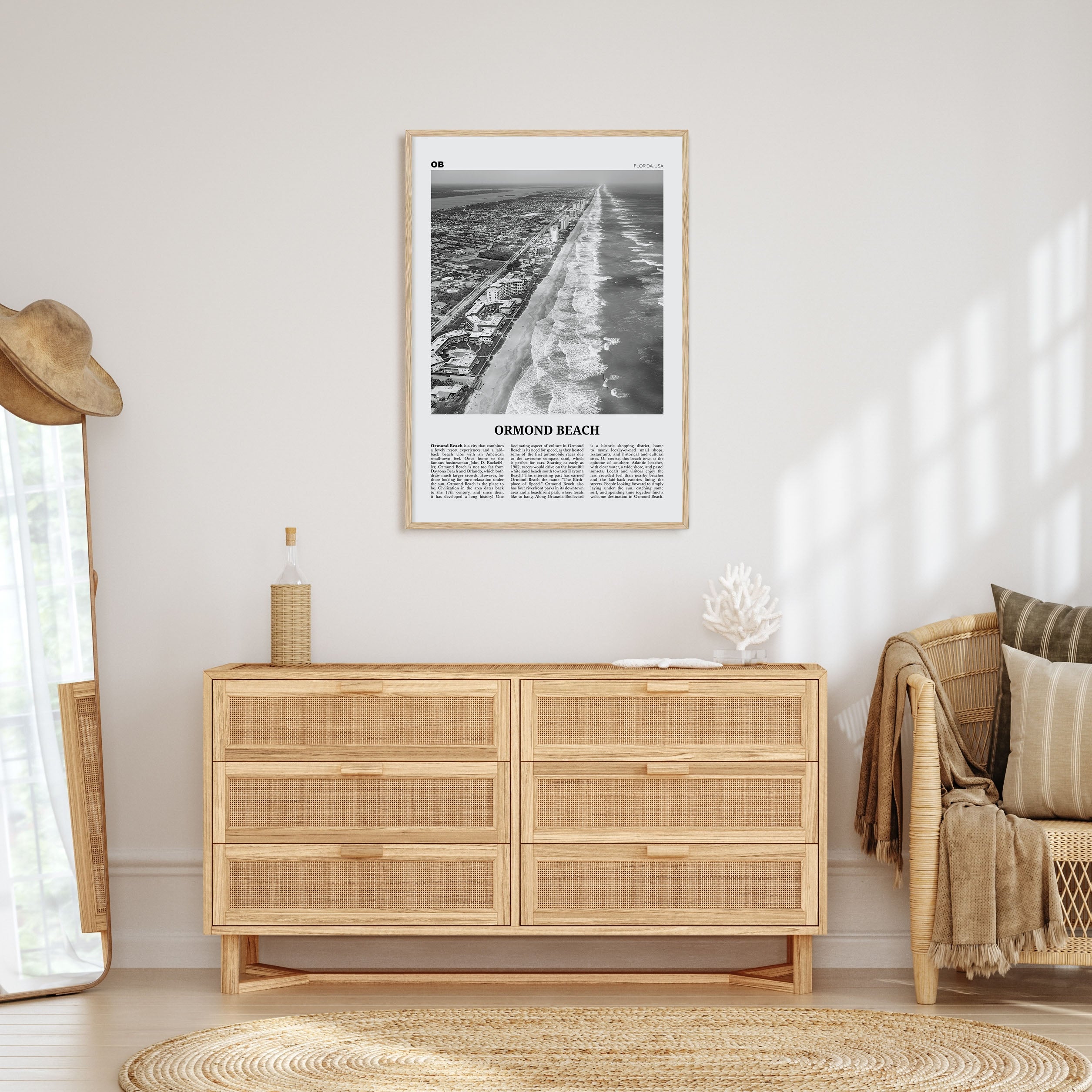 Ormond Beach Travel B&W Poster