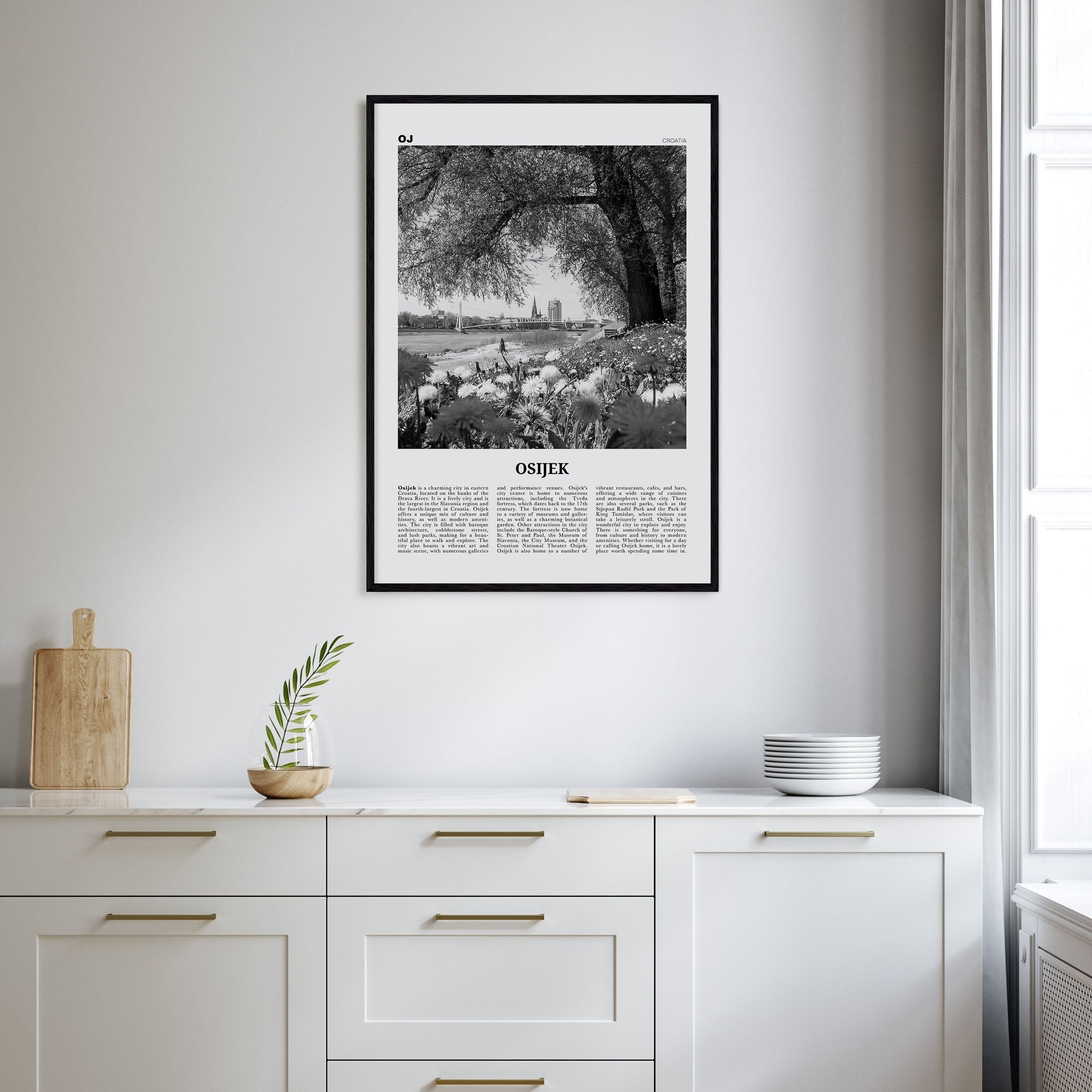 Osijek Travel B&W Poster