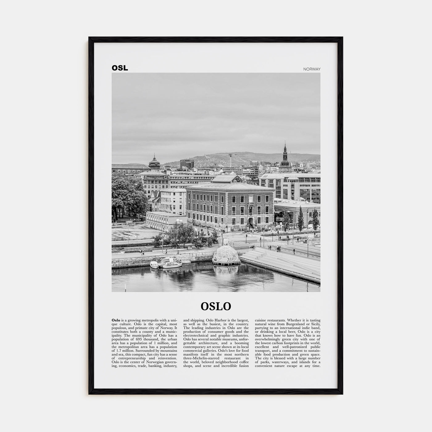 Oslo Travel B&W No 1 Poster