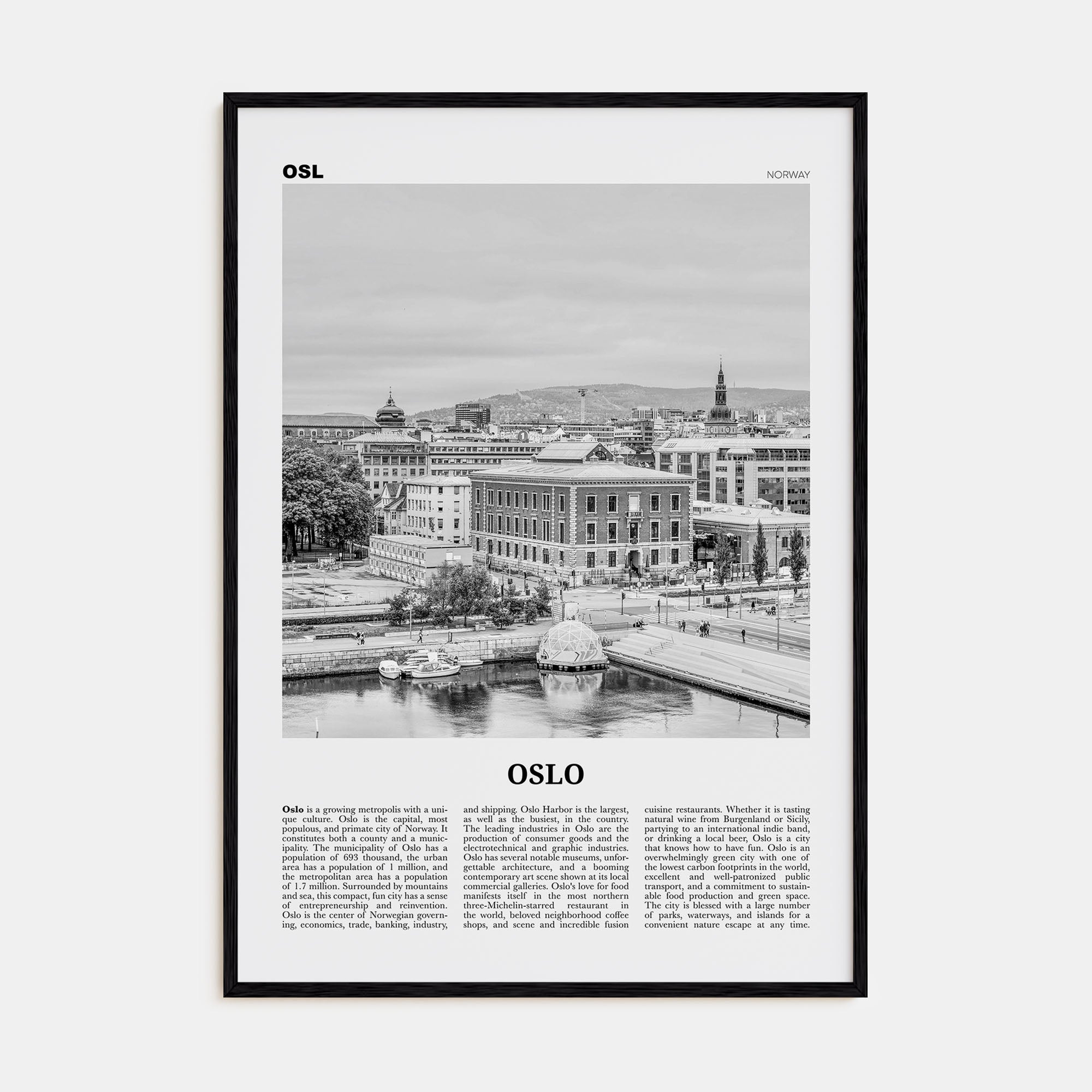 Oslo Travel B&W No 1 Poster