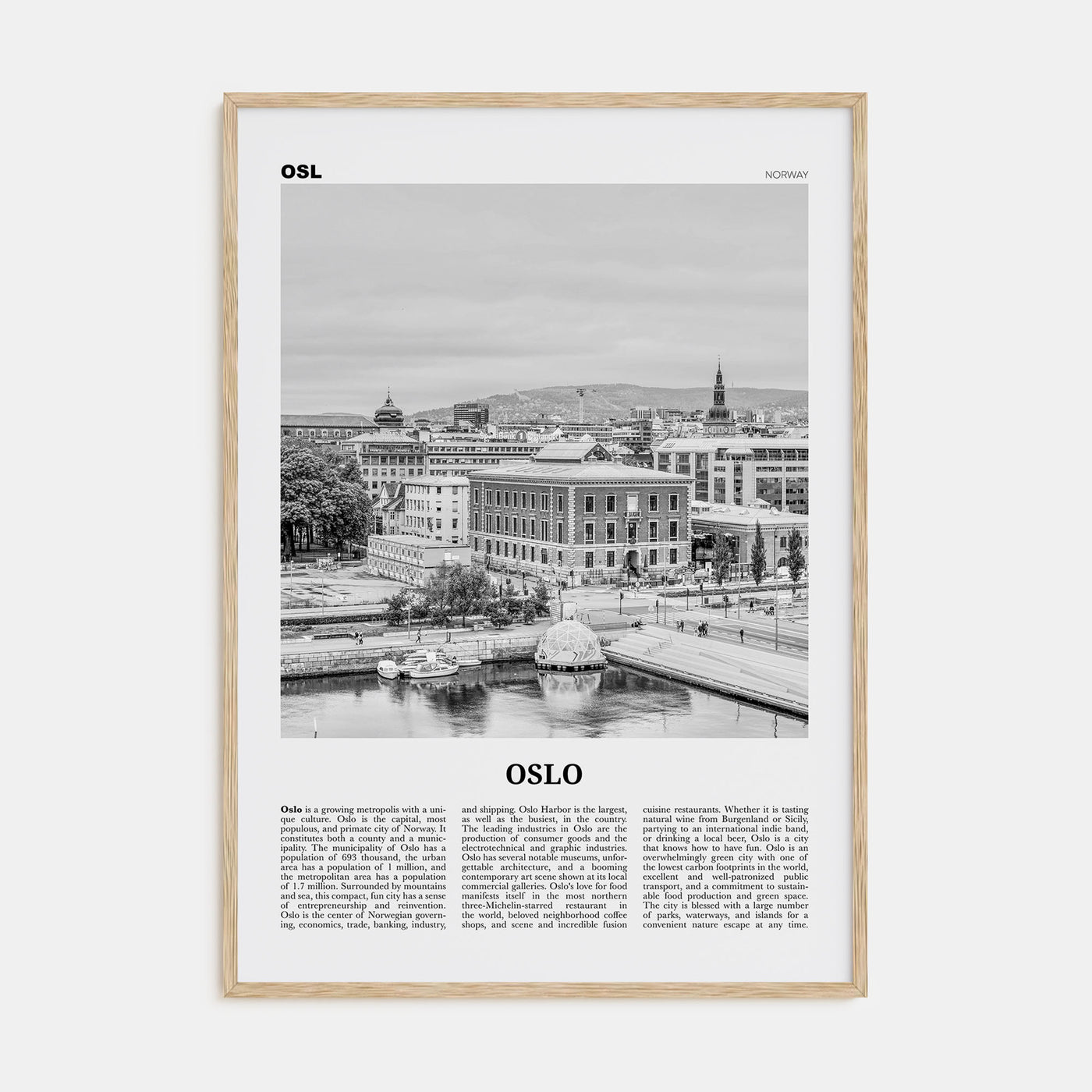 Oslo Travel B&W No 1 Poster