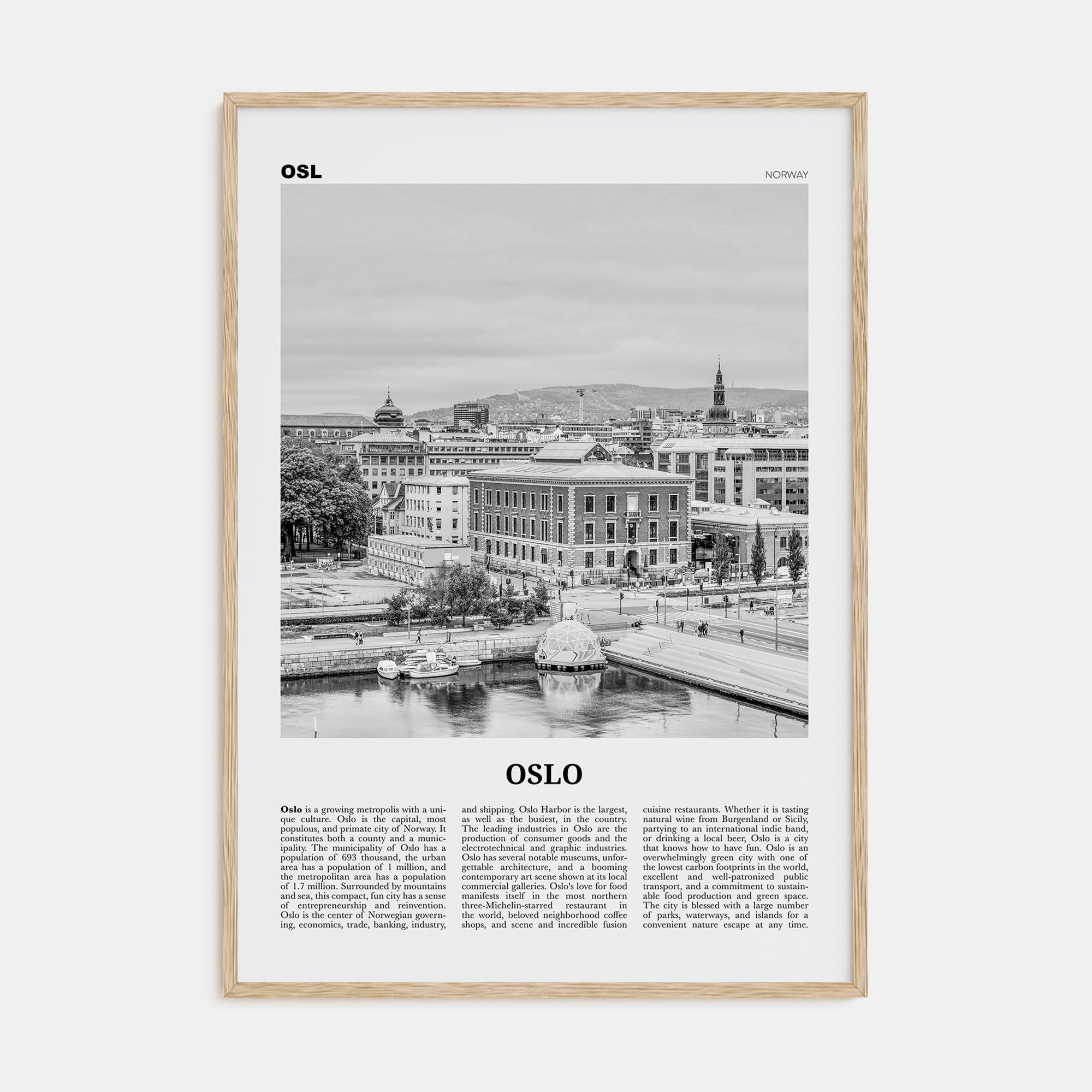 Oslo Travel B&W No 1 Poster