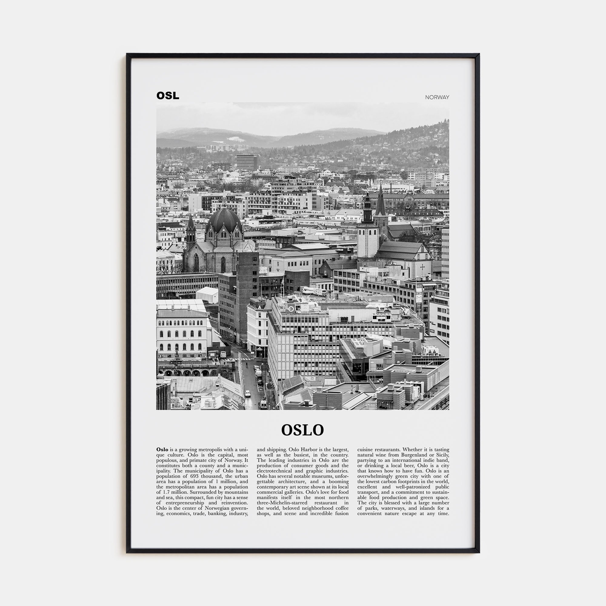 Oslo Travel B&W No 2 Poster