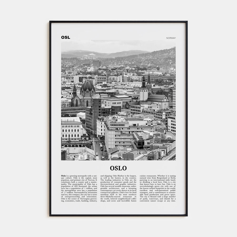 Oslo Travel B&W No 2 Poster