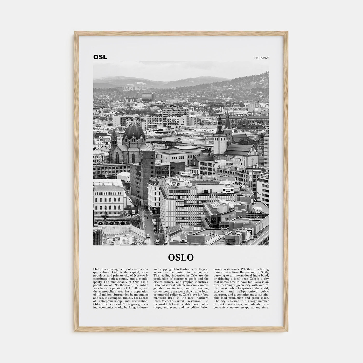 Oslo Travel B&W No 2 Poster
