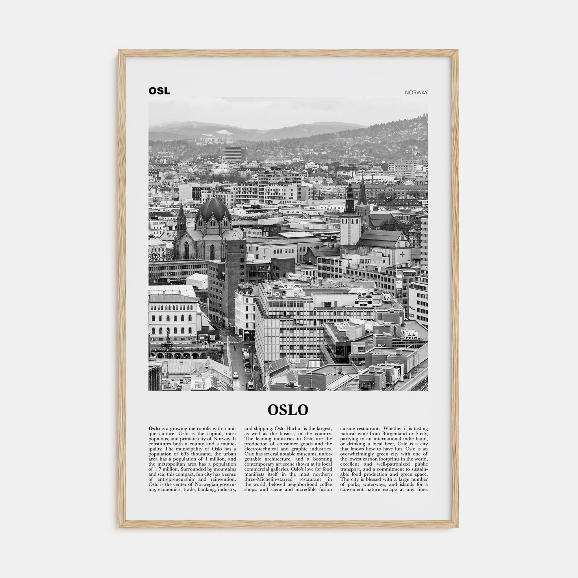 Oslo Travel B&W No 2 Poster