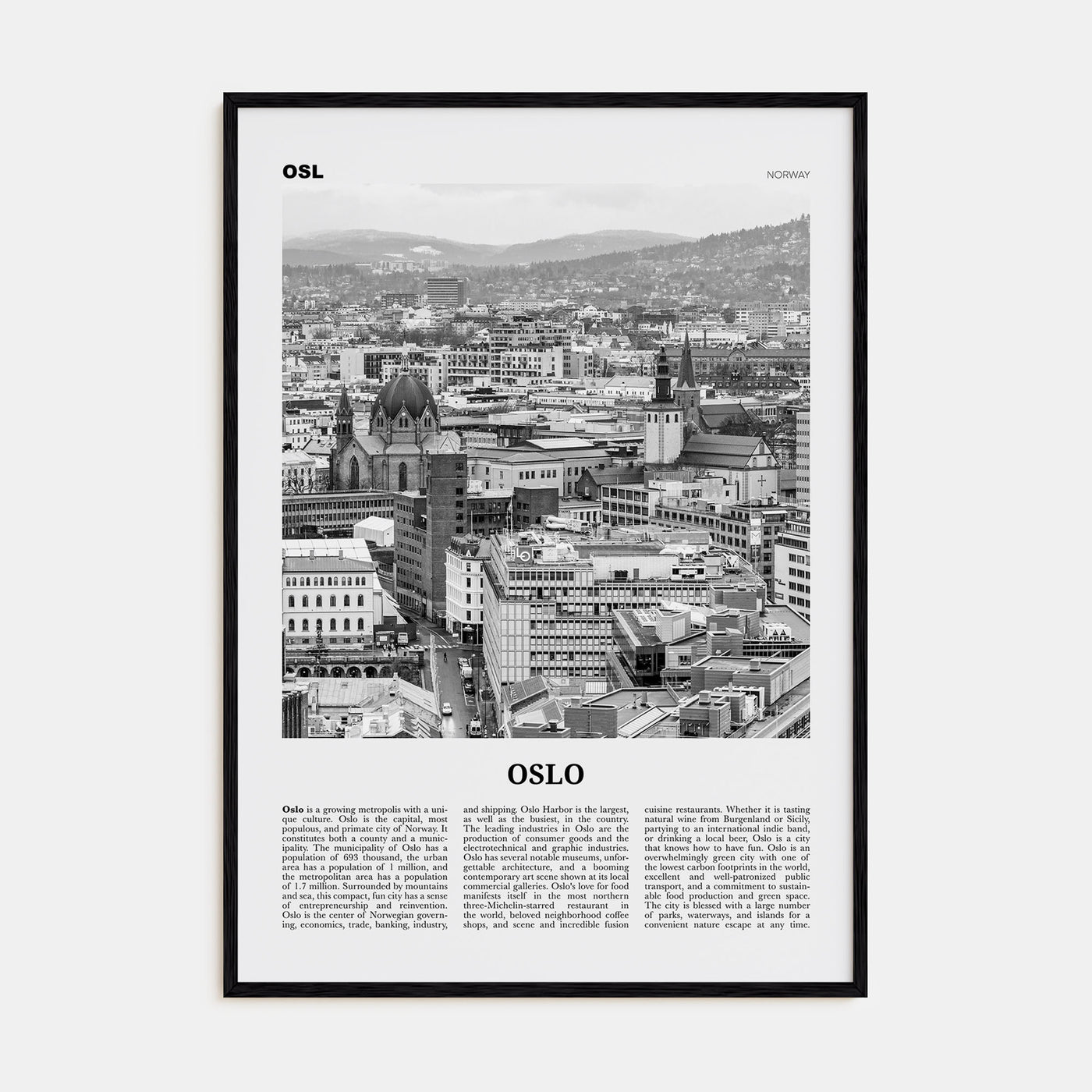 Oslo Travel B&W No 2 Poster