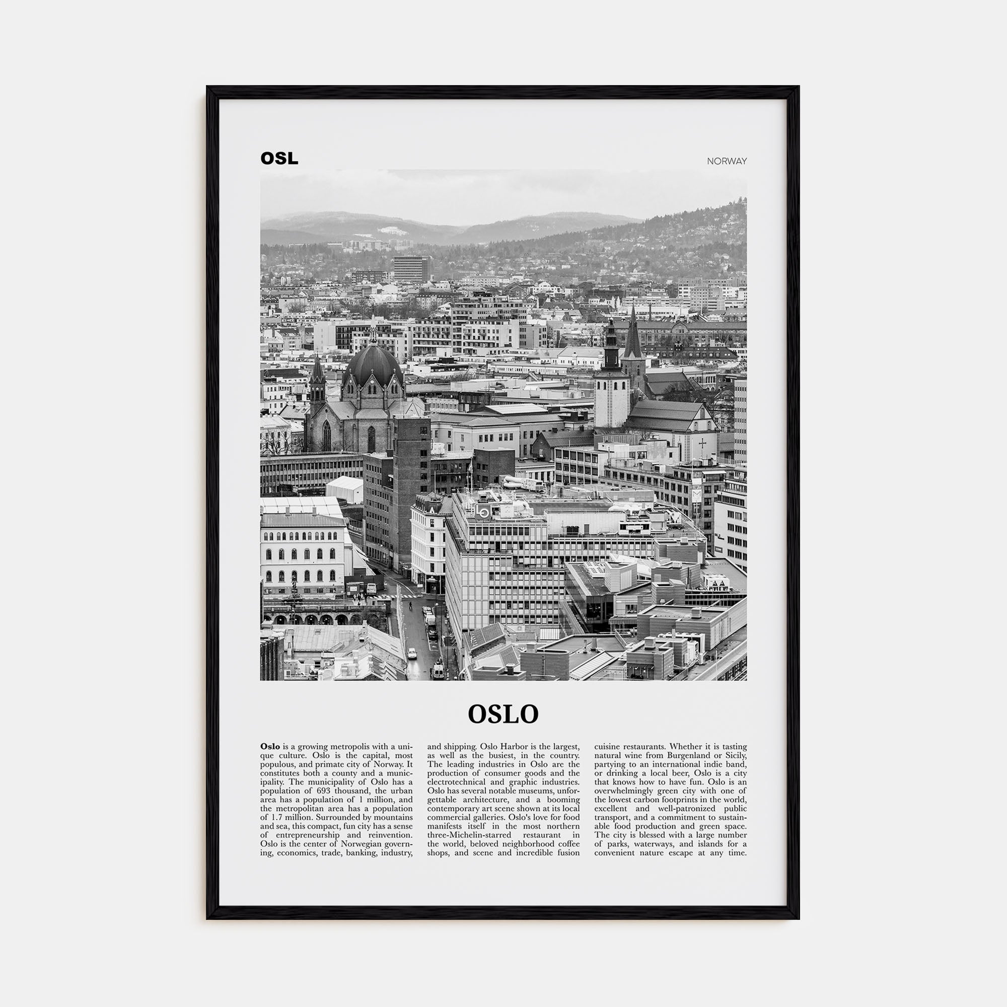 Oslo Travel B&W No 2 Poster