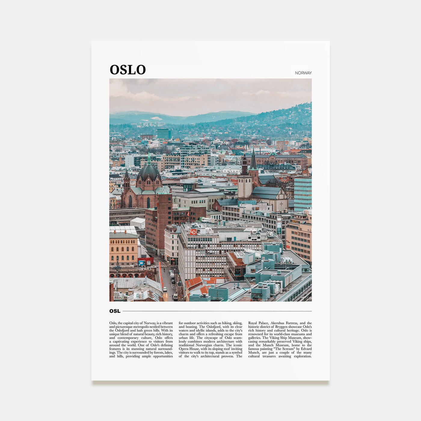 Oslo Travel Color Poster