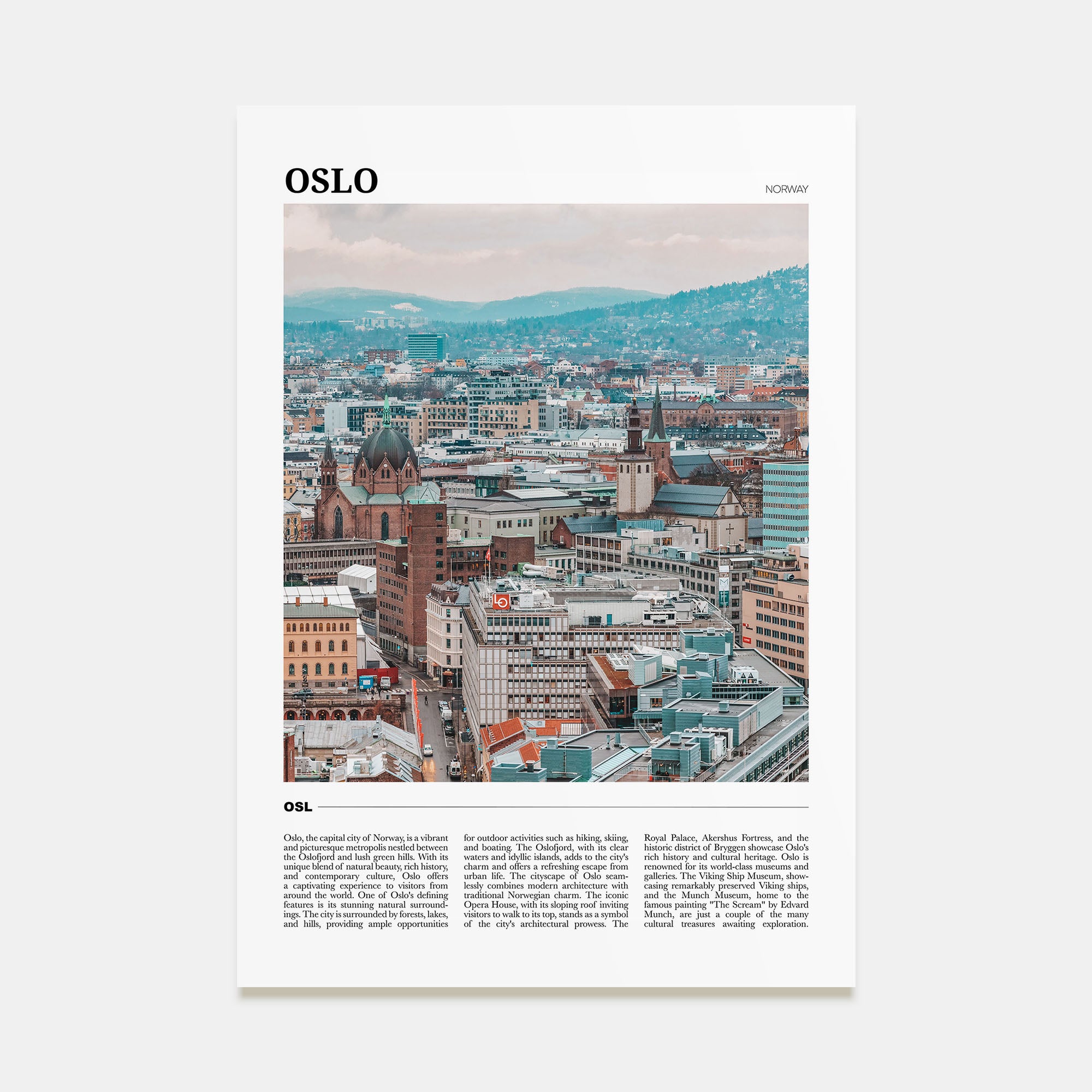 Oslo Travel Color Poster