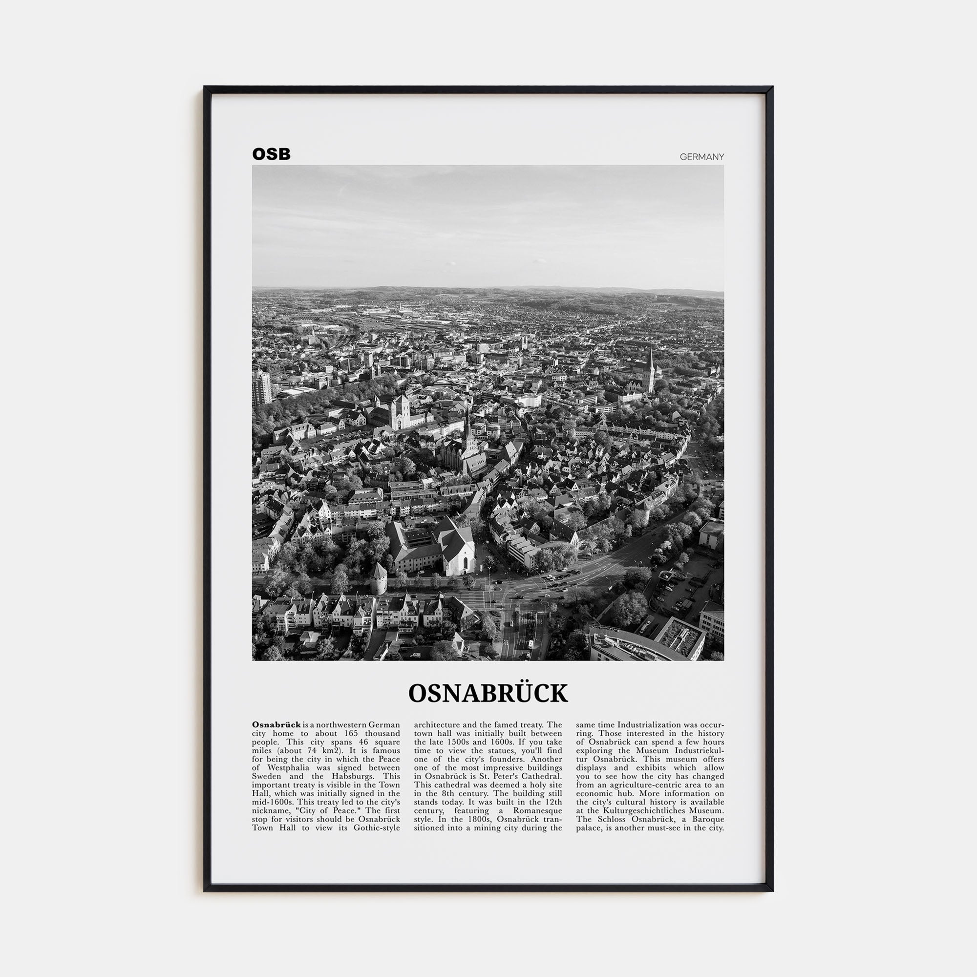 Osnabrück Travel B&W Poster