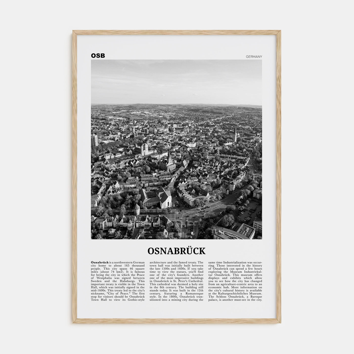 Osnabrück Travel B&W Poster