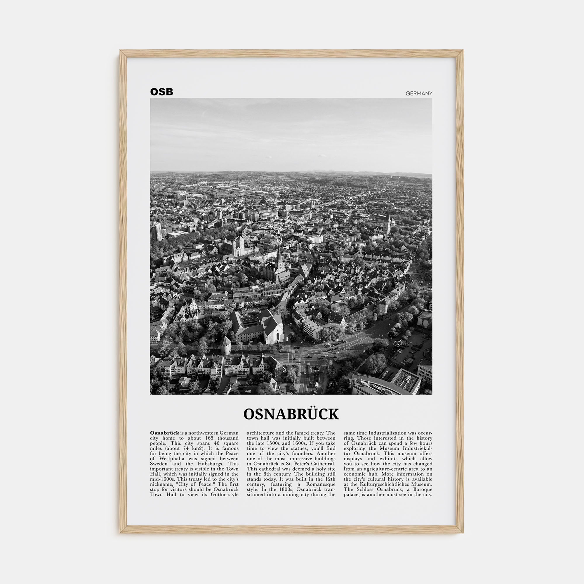 Osnabrück Travel B&W Poster