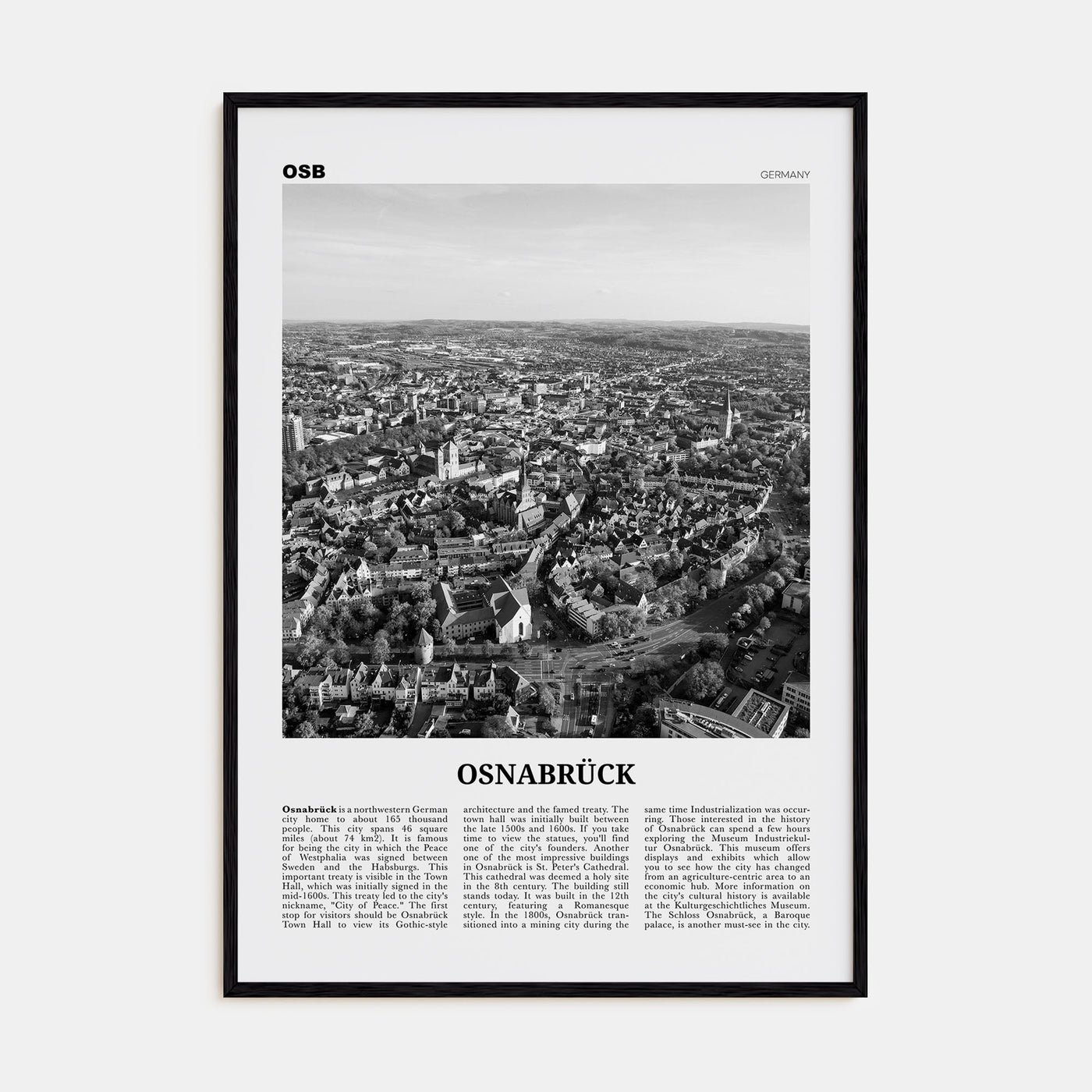 Osnabrück Travel B&W Poster