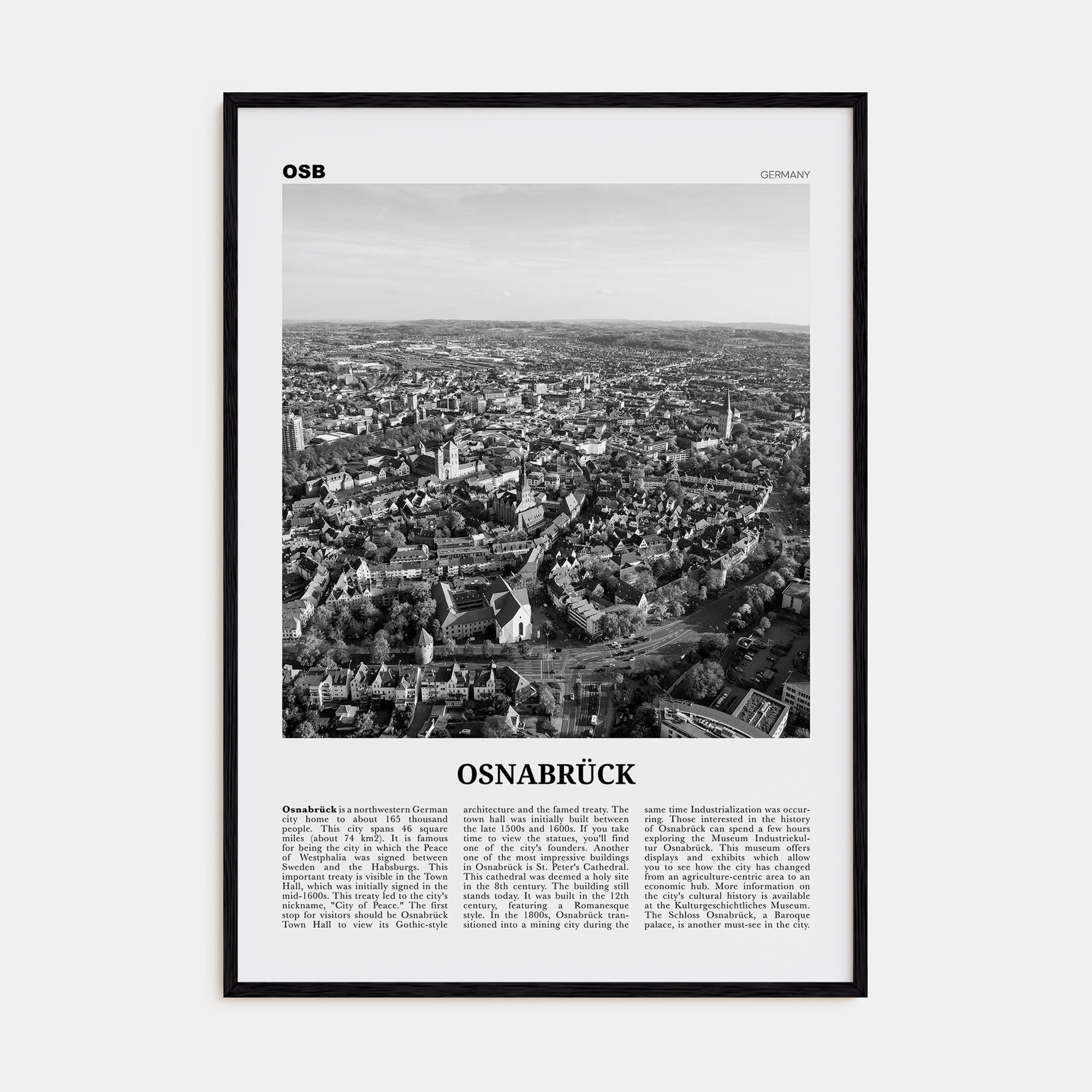 Osnabrück Travel B&W Poster
