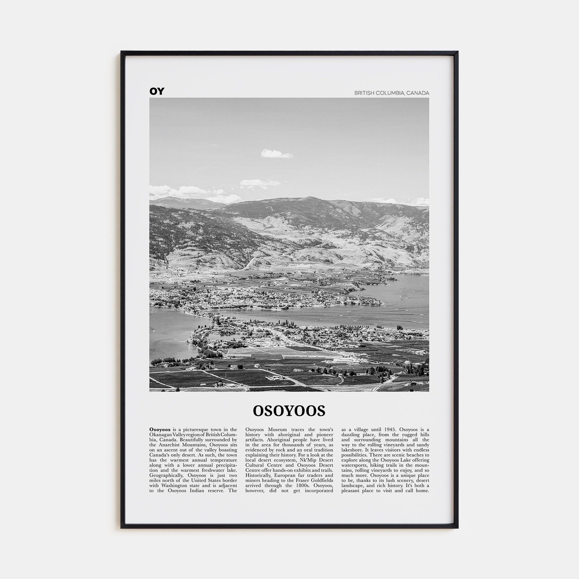 Osoyoos Travel B&W Poster