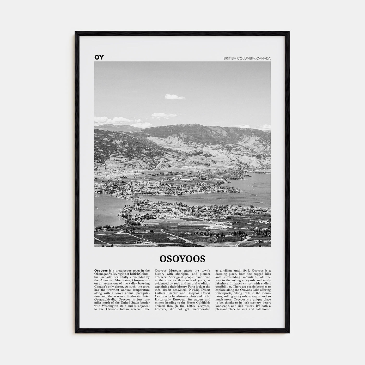 Osoyoos Travel B&W Poster
