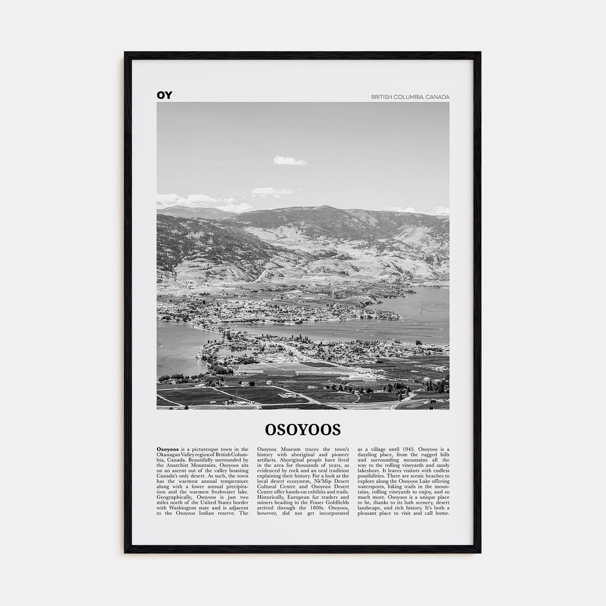 Osoyoos Travel B&W Poster