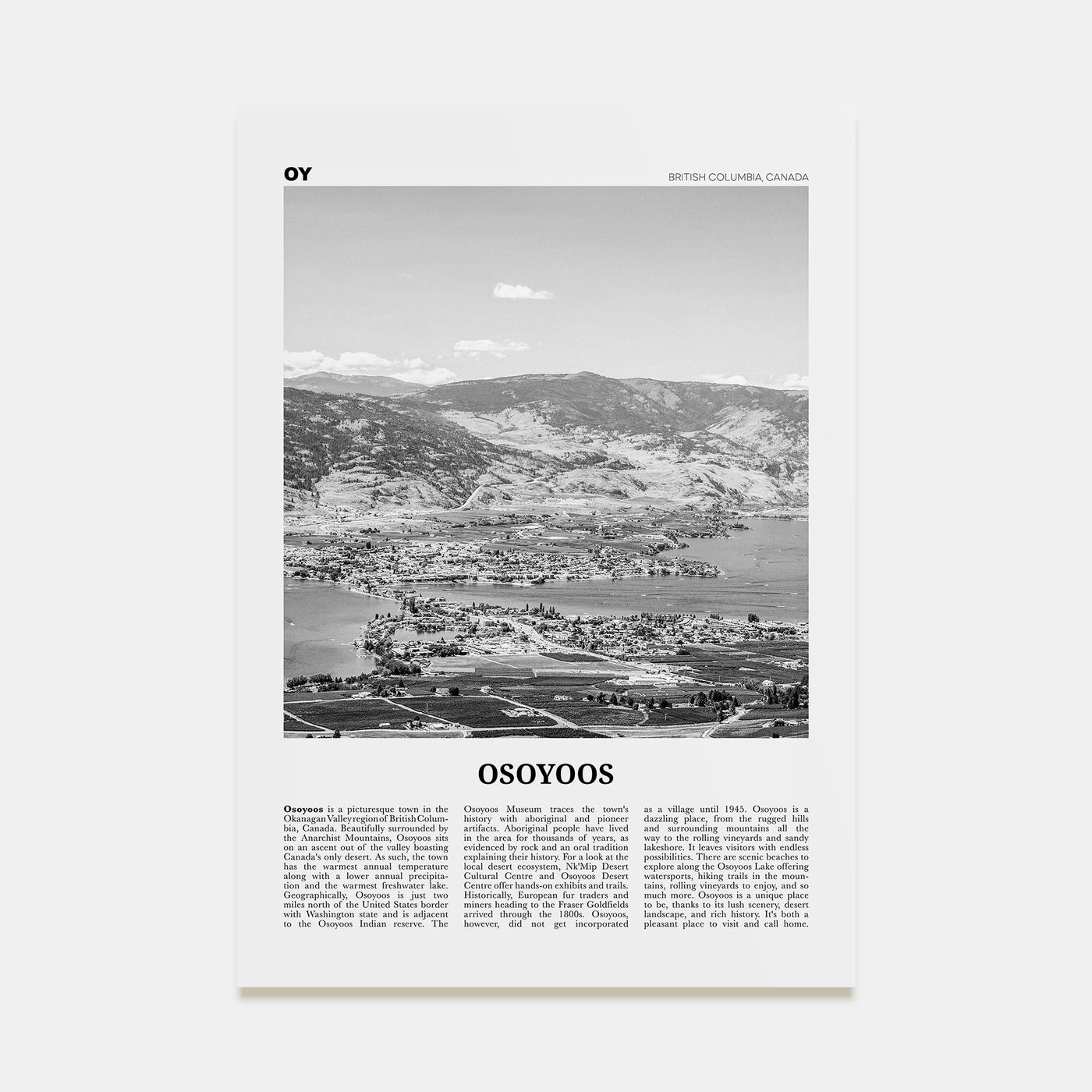 Osoyoos Travel B&W Poster