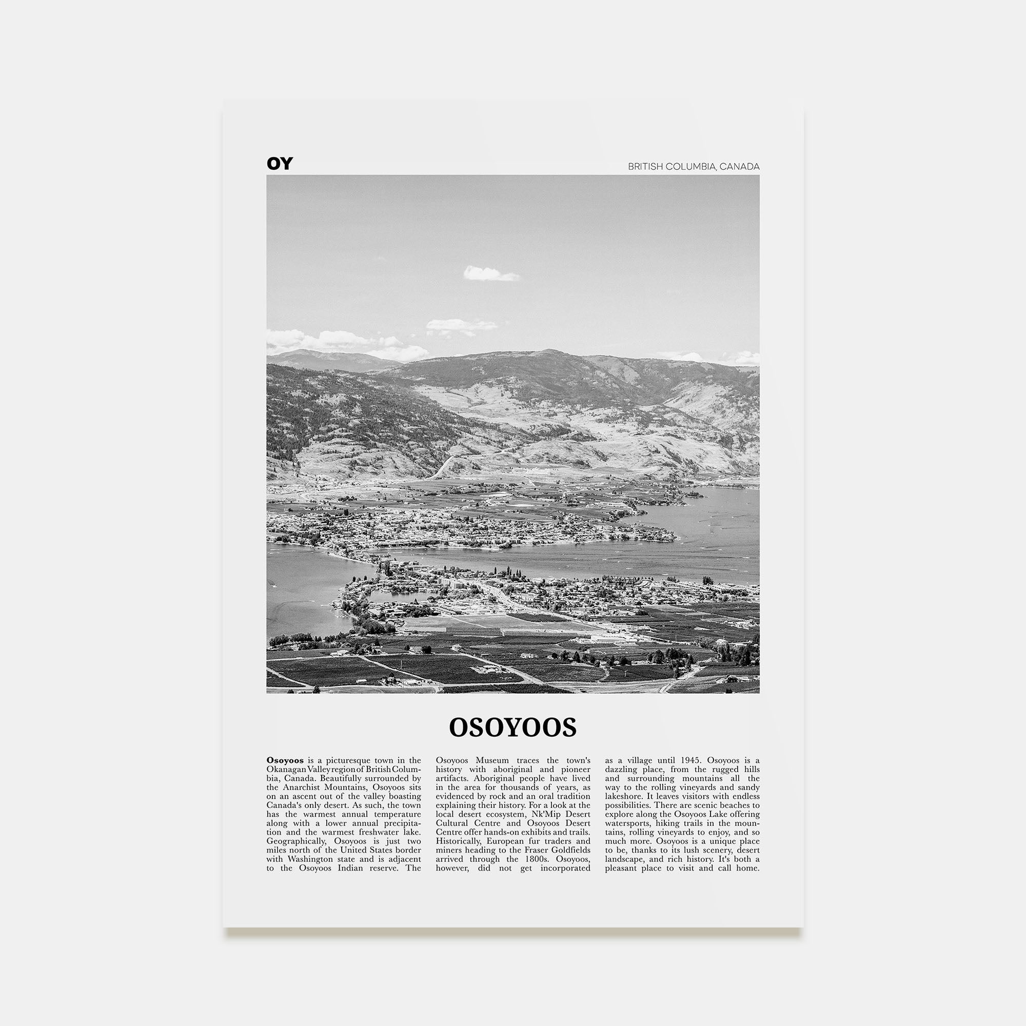 Osoyoos Travel B&W Poster