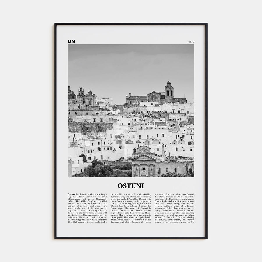 Ostuni Travel B&W Poster
