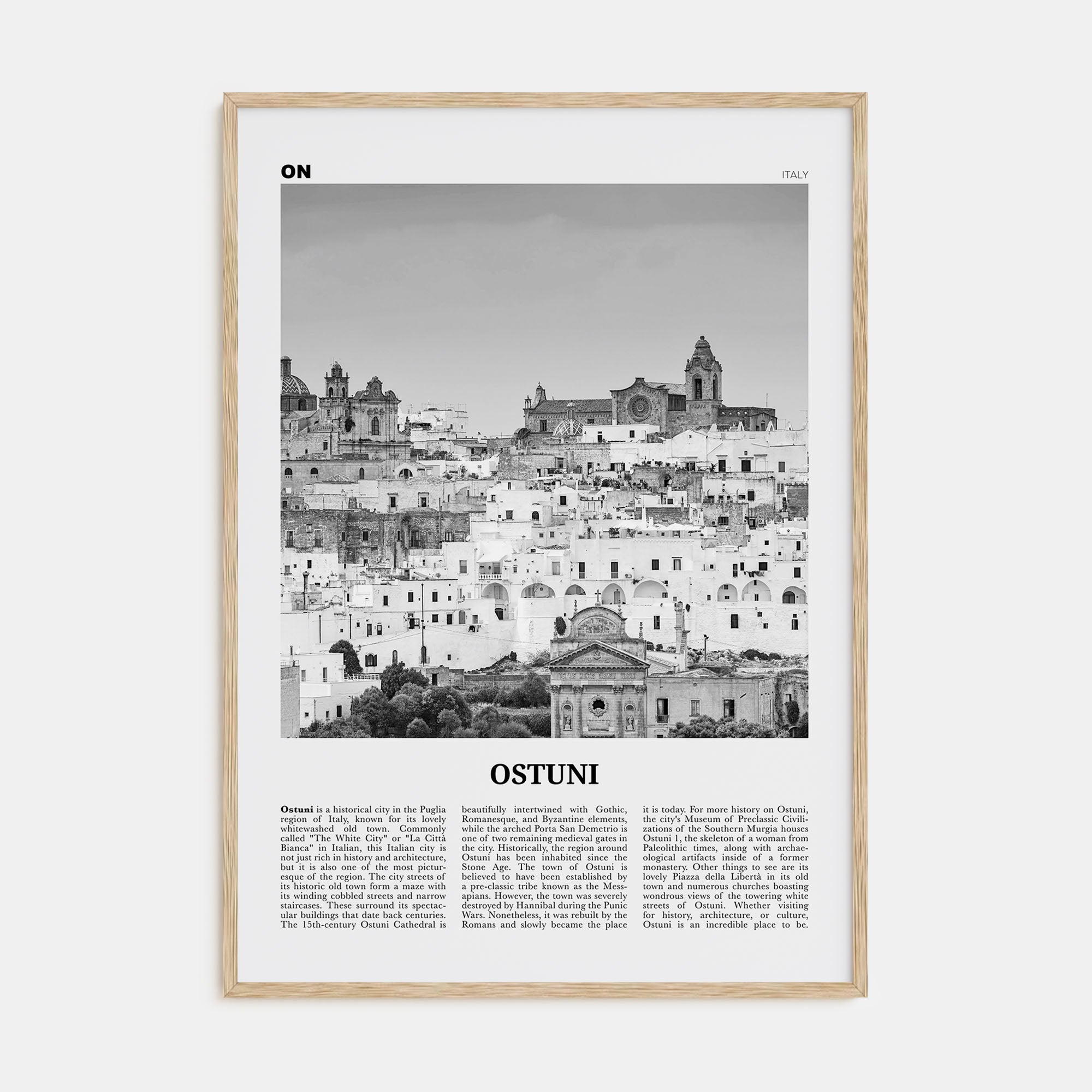 Ostuni Travel B&W Poster