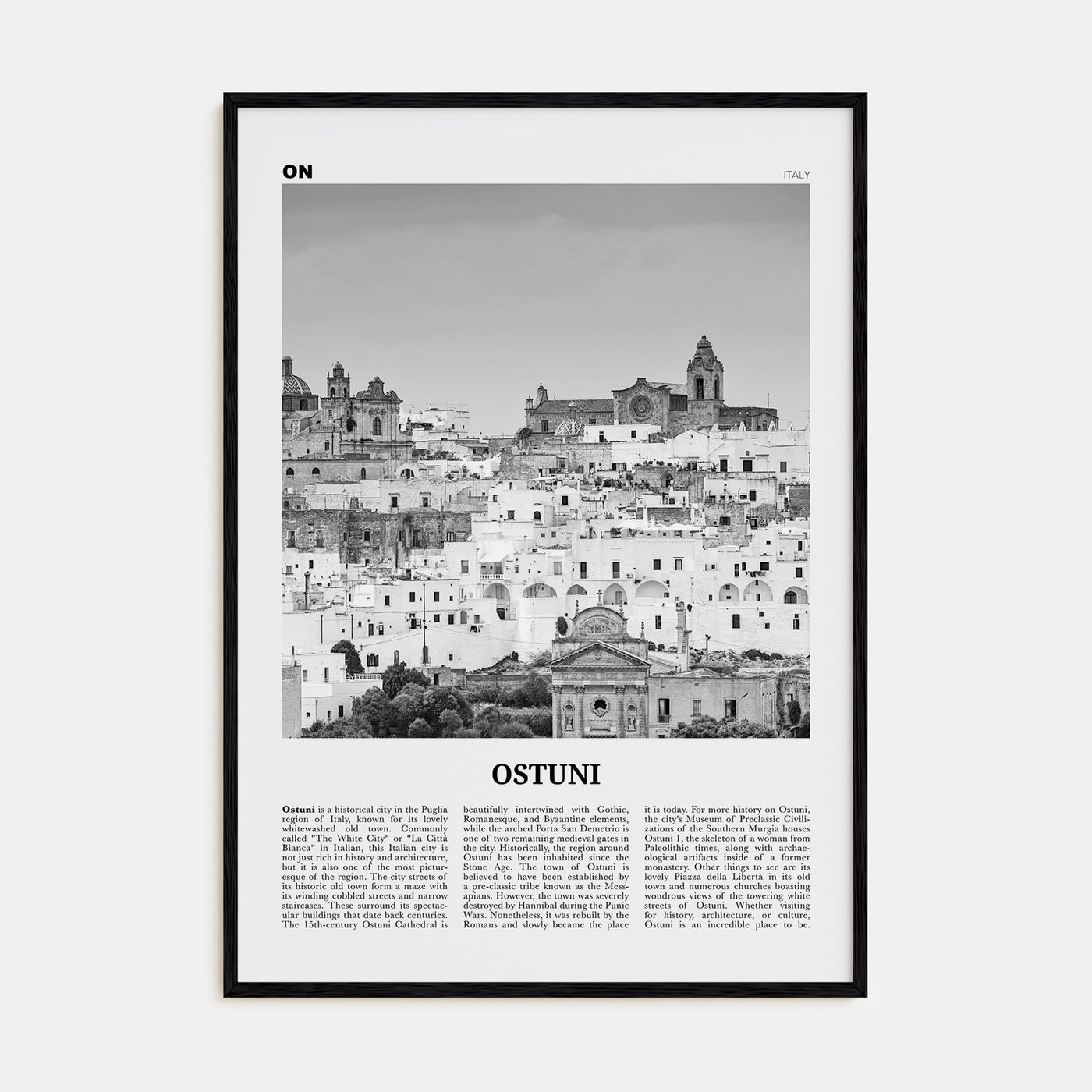 Ostuni Travel B&W Poster