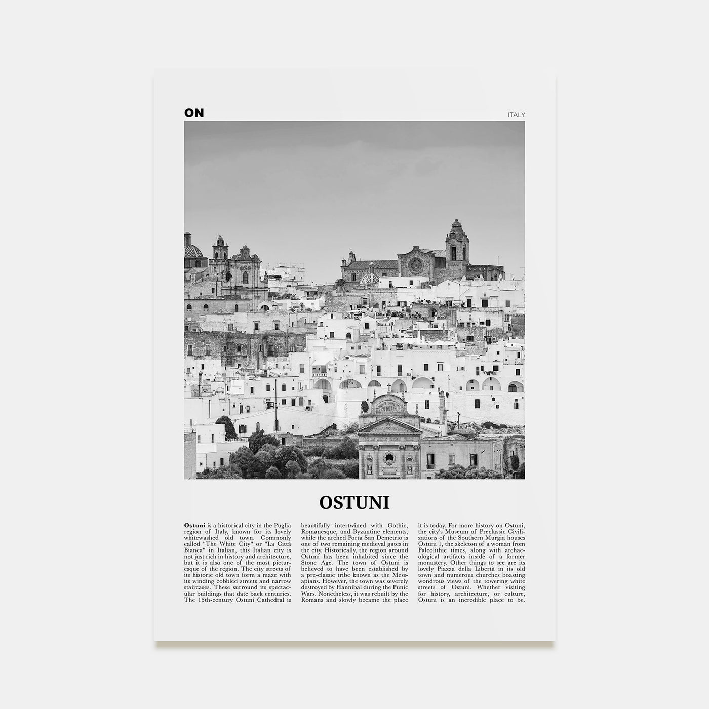 Ostuni Travel B&W Poster