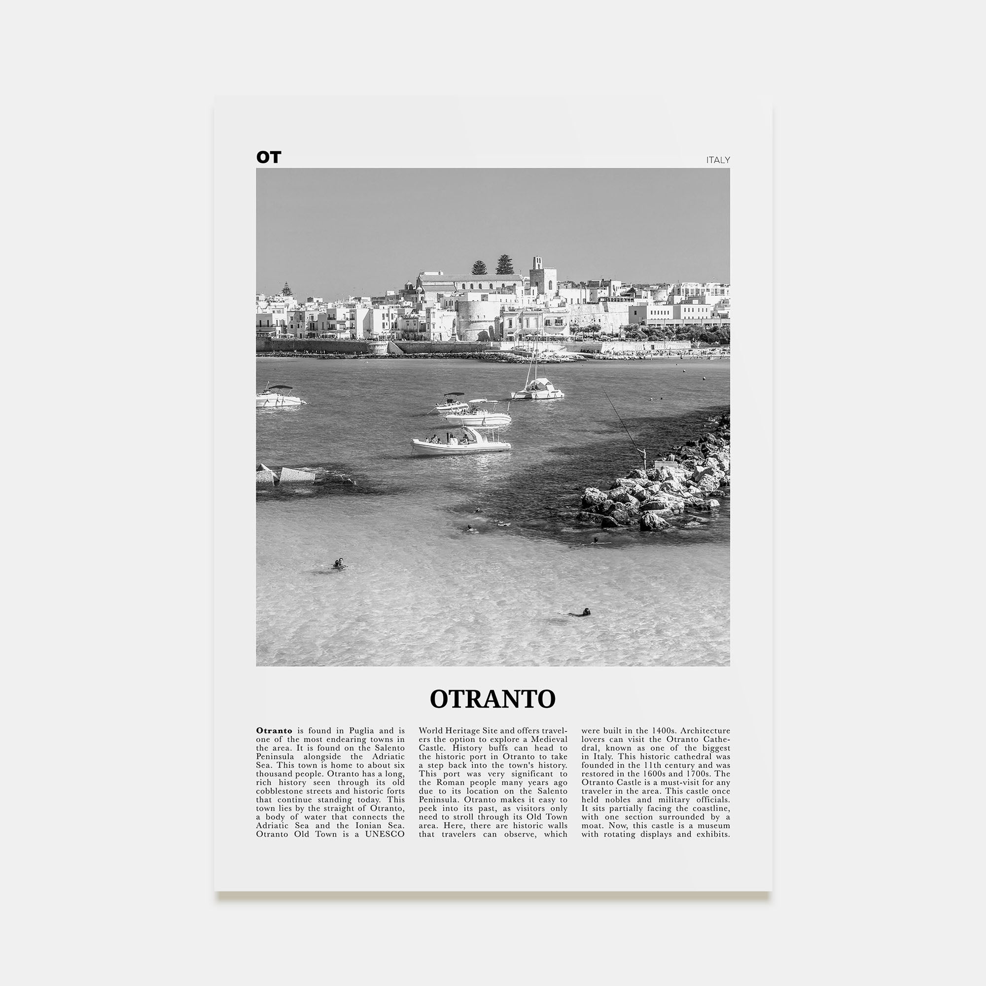 Otranto Travel B&W Poster
