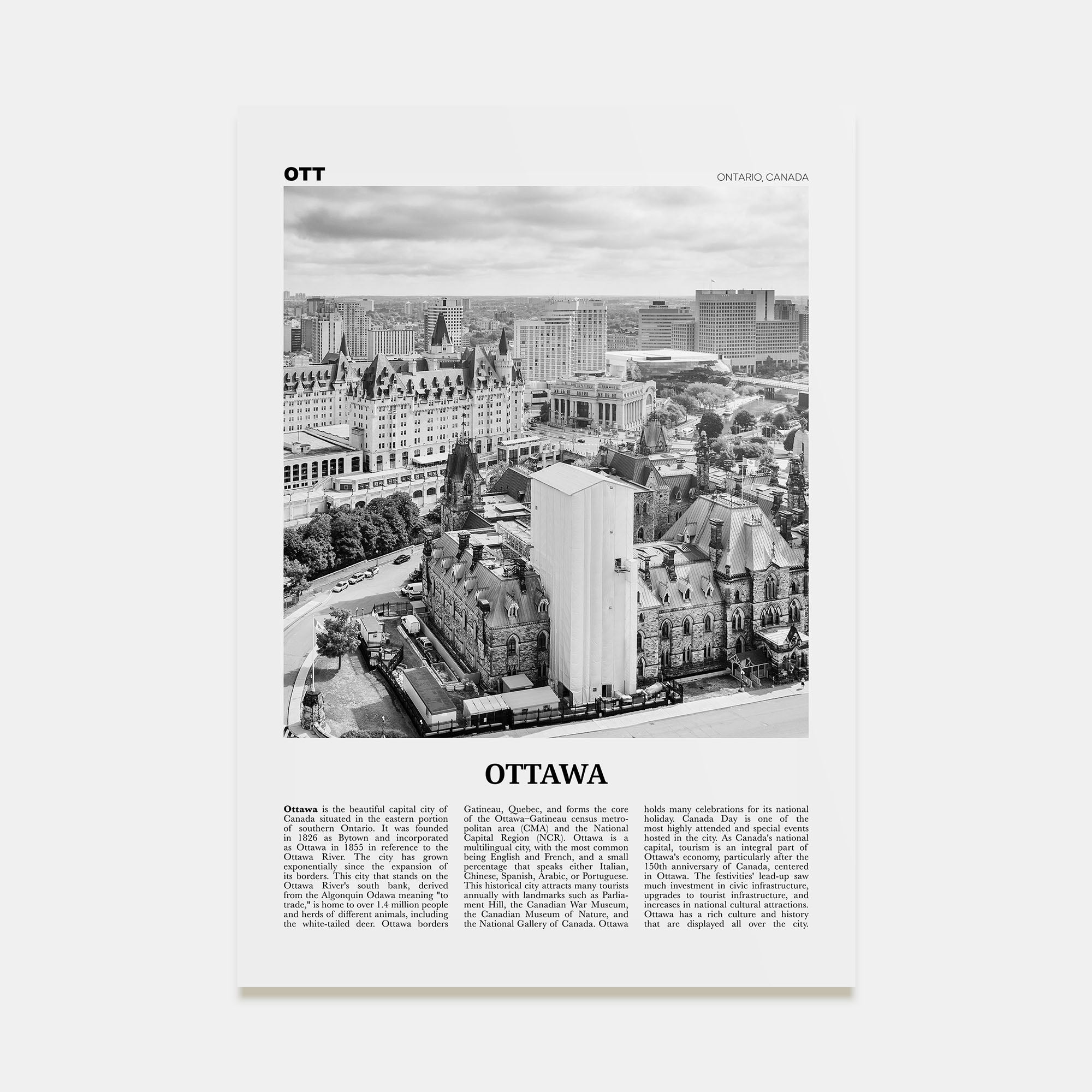 Ottawa Travel B&W No 2 Poster