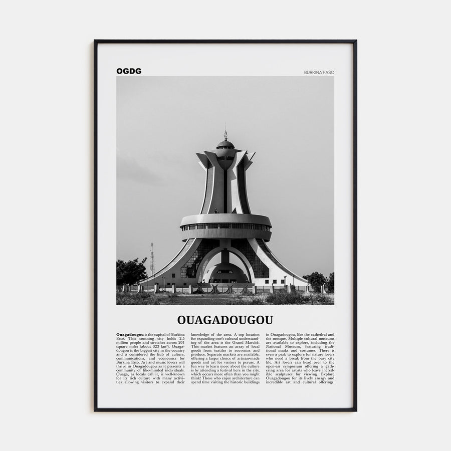 Ouagadougou Travel B&W Poster