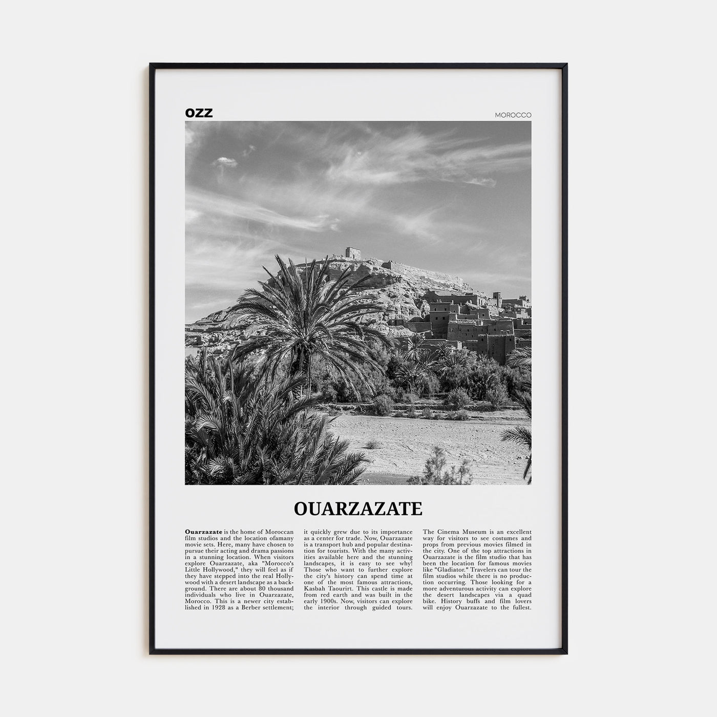 Ouarzazate Travel B&W Poster