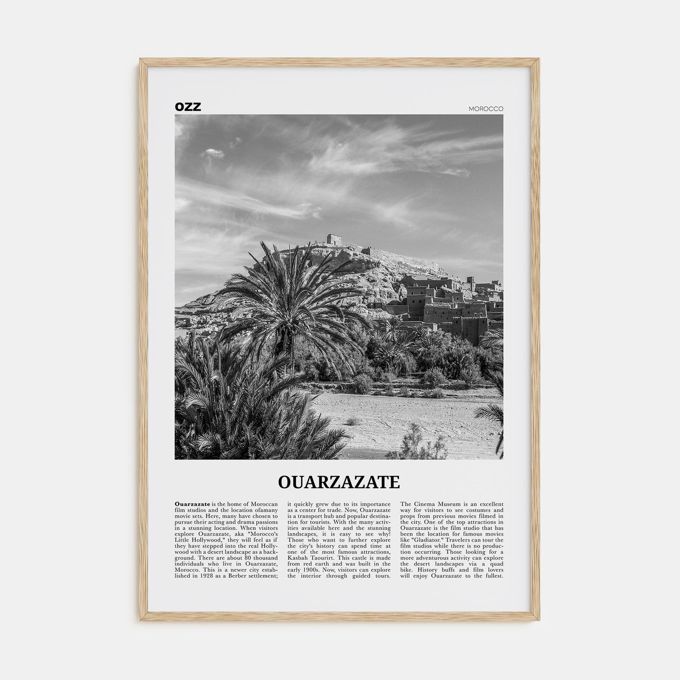 Ouarzazate Travel B&W Poster