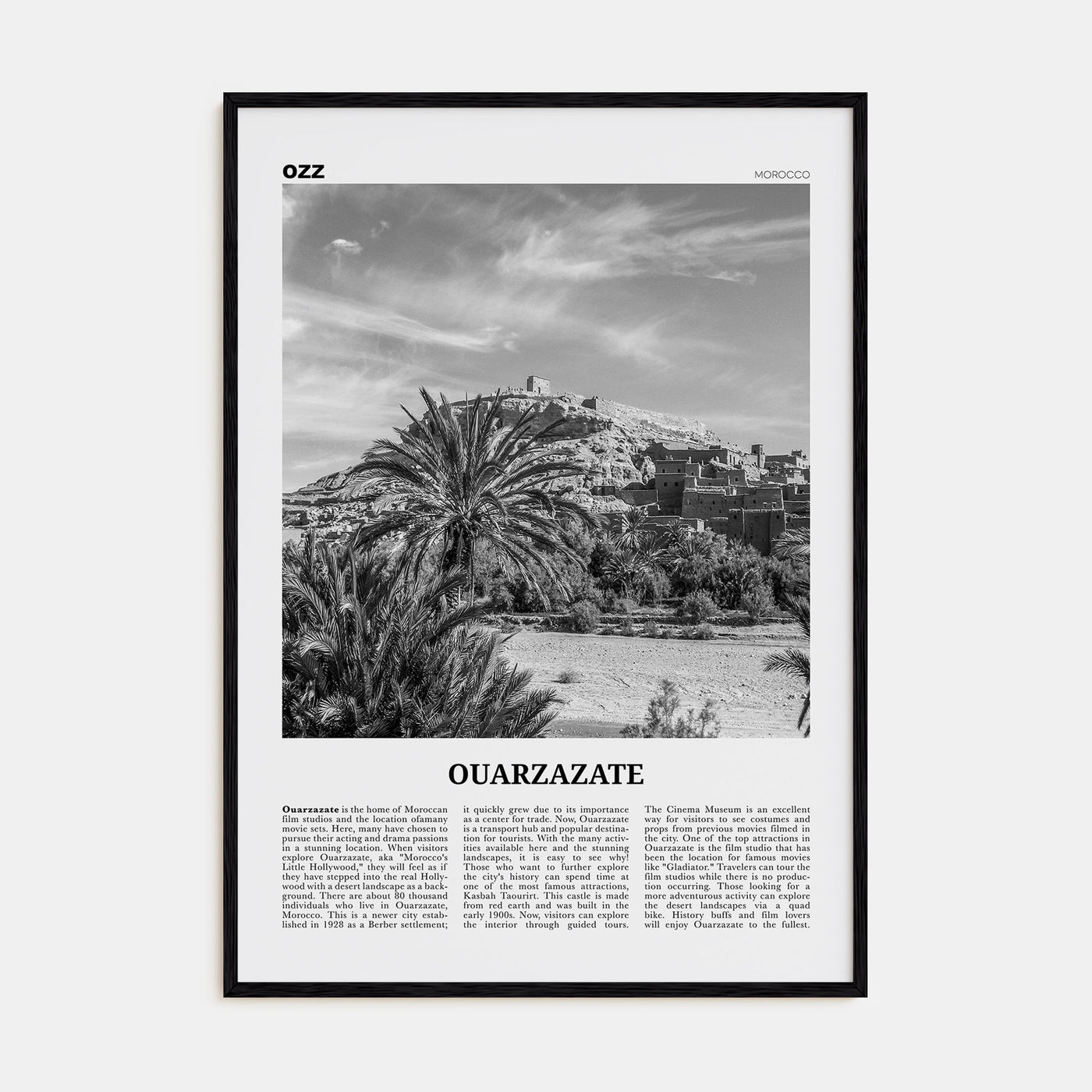 Ouarzazate Travel B&W Poster