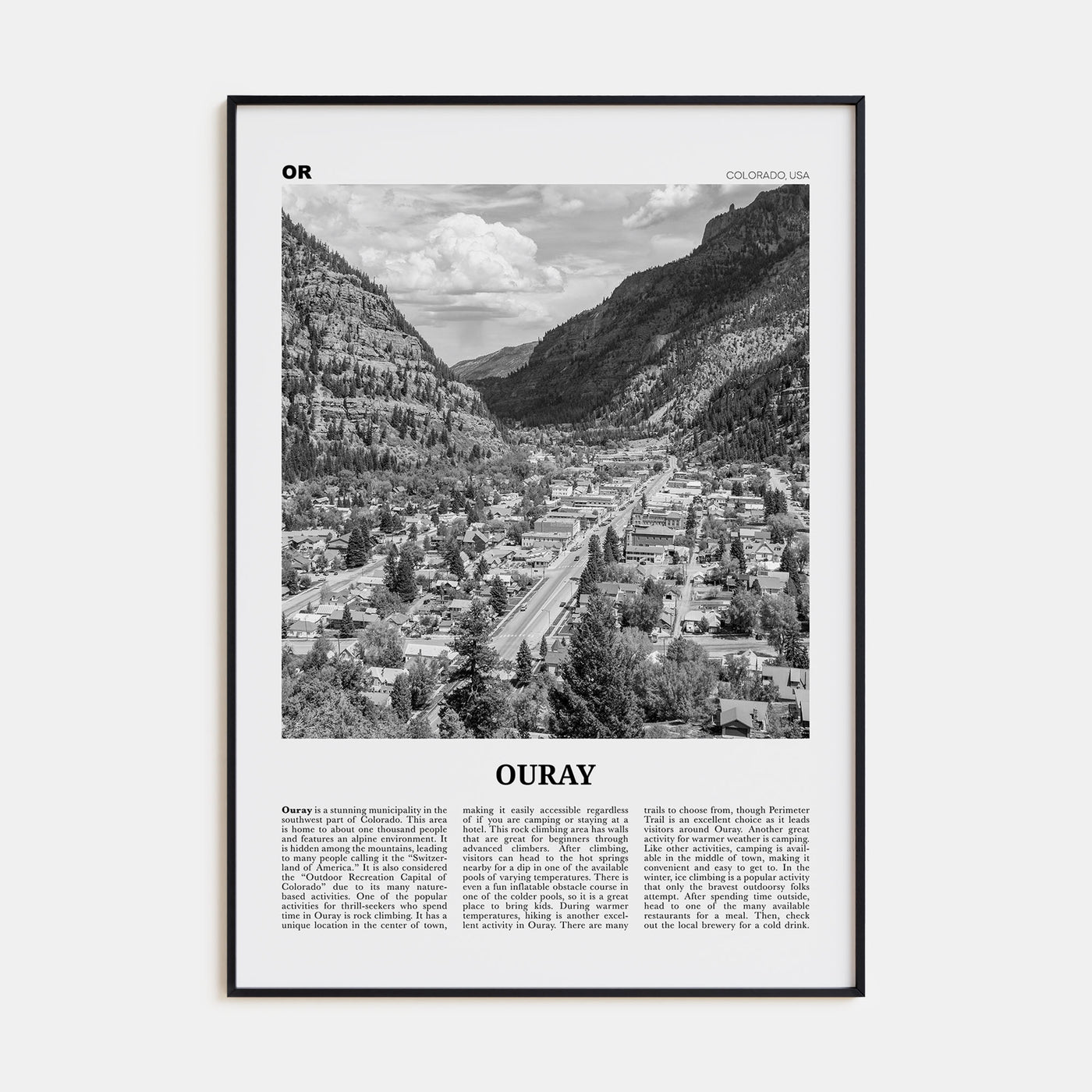 Ouray Travel B&W Poster