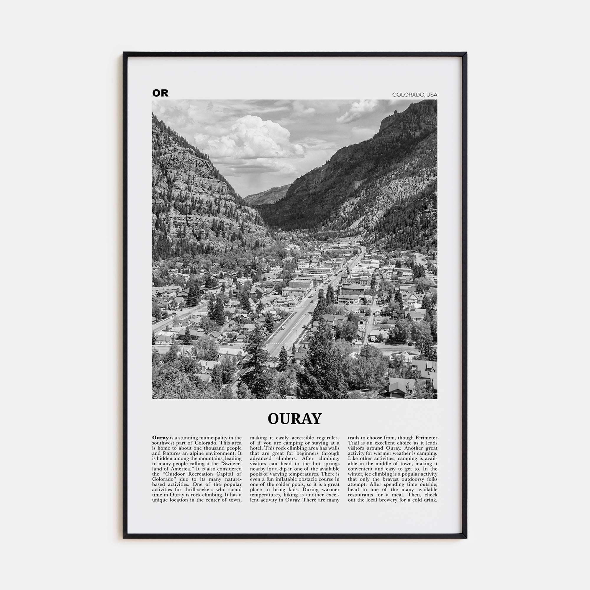 Ouray Travel B&W Poster