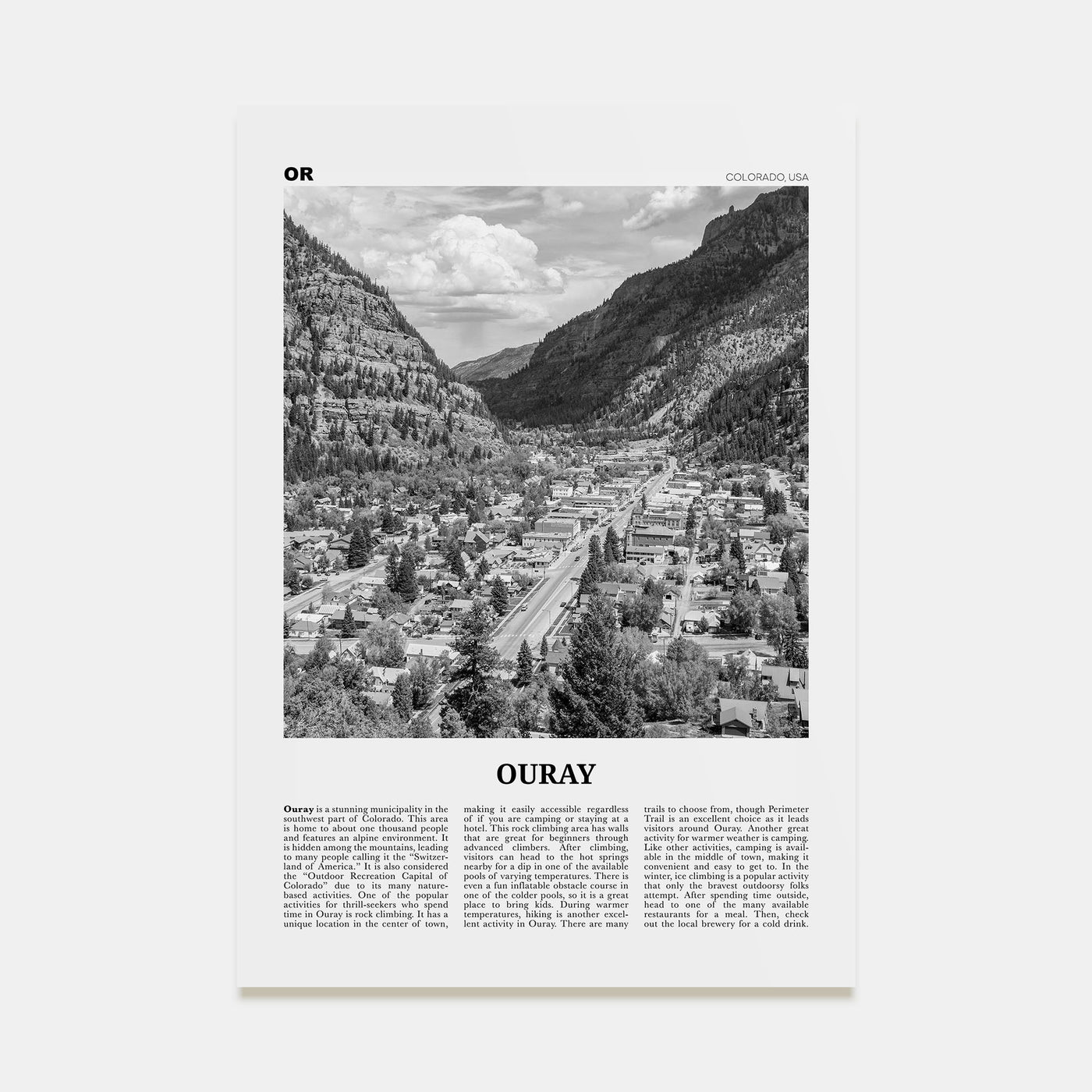 Ouray Travel B&W Poster