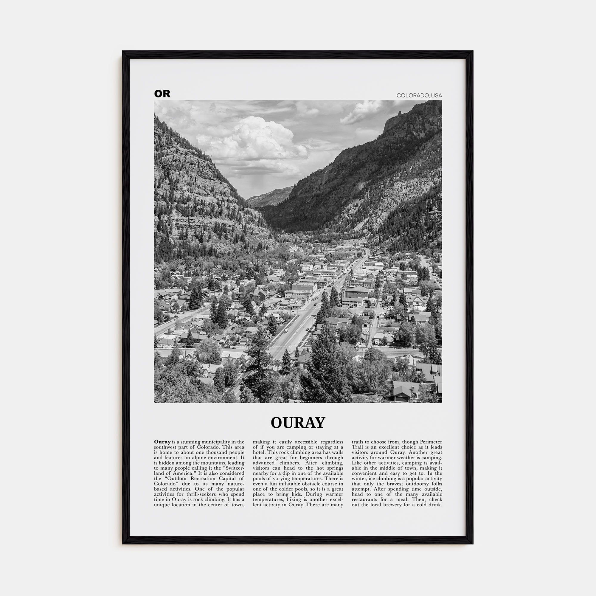 Ouray Travel B&W Poster