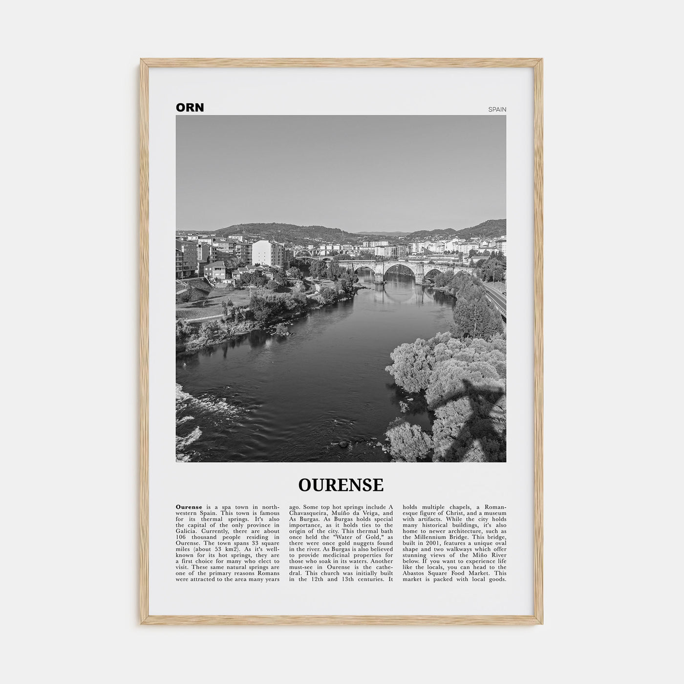 Ourense Travel B&W Poster