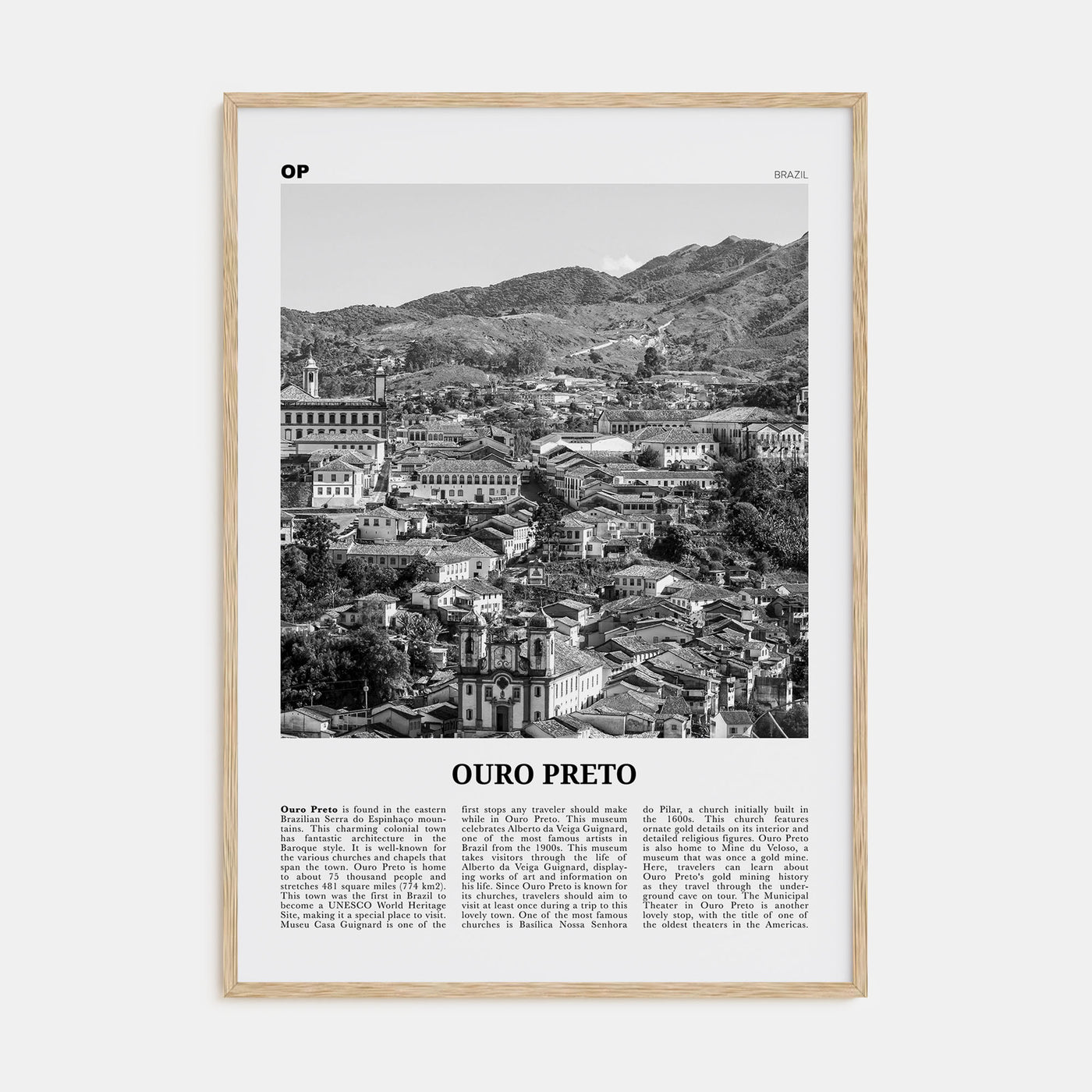 Ouro Preto Travel B&W Poster