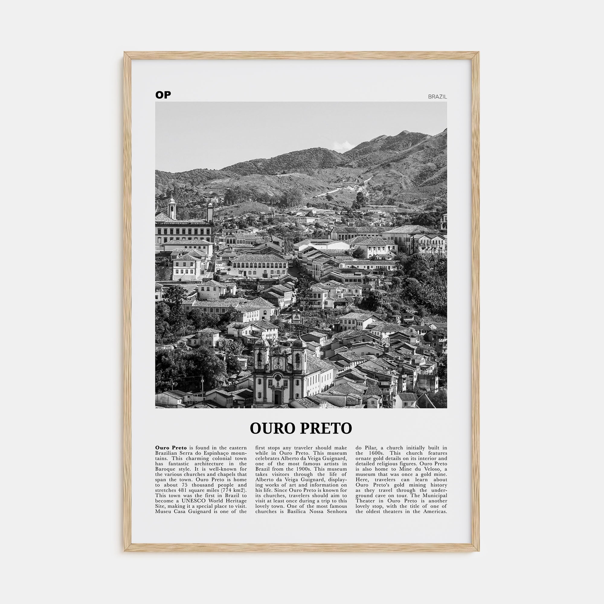 Ouro Preto Travel B&W Poster