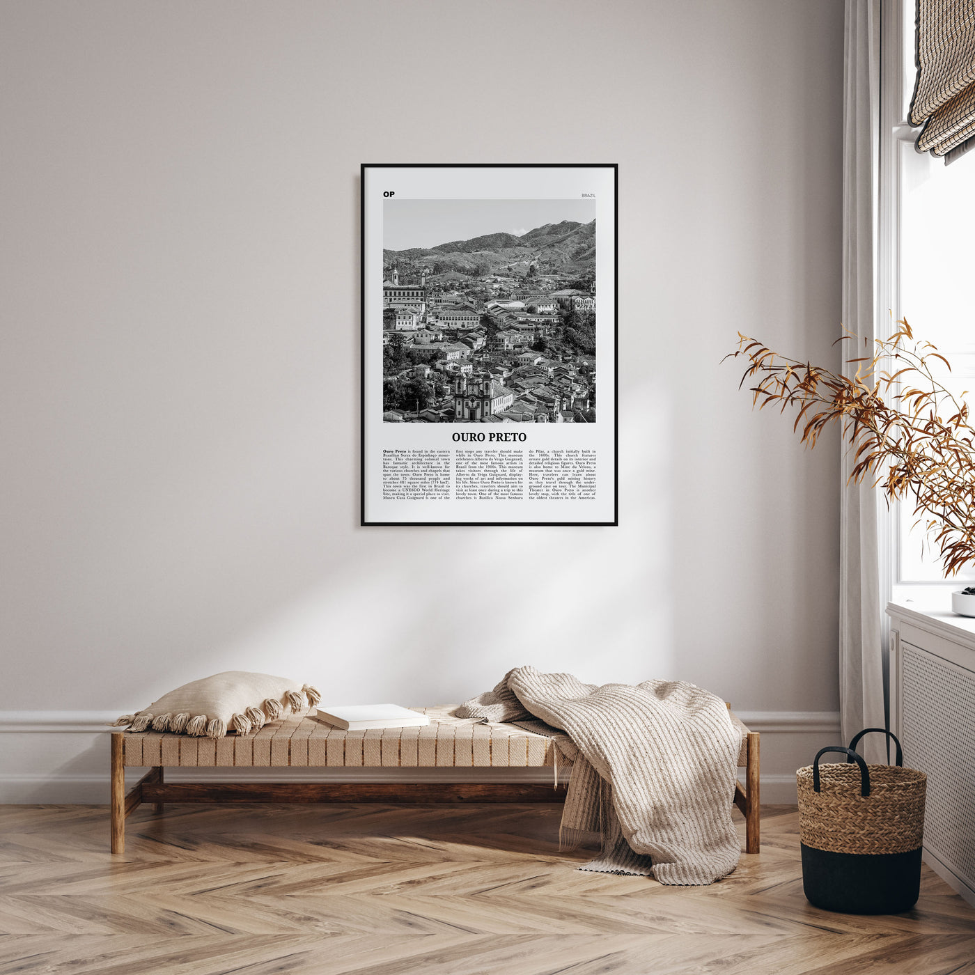 Ouro Preto Travel B&W Poster