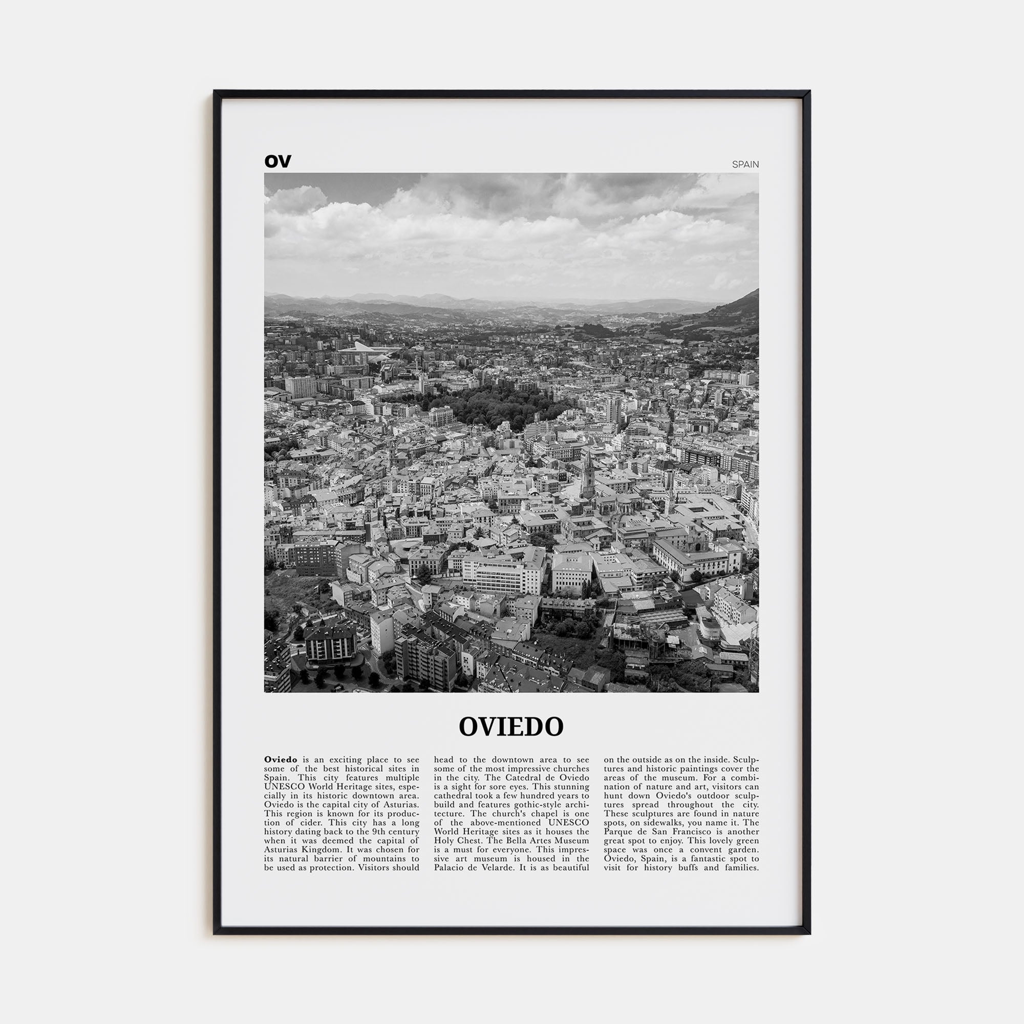 Oviedo Travel B&W Poster