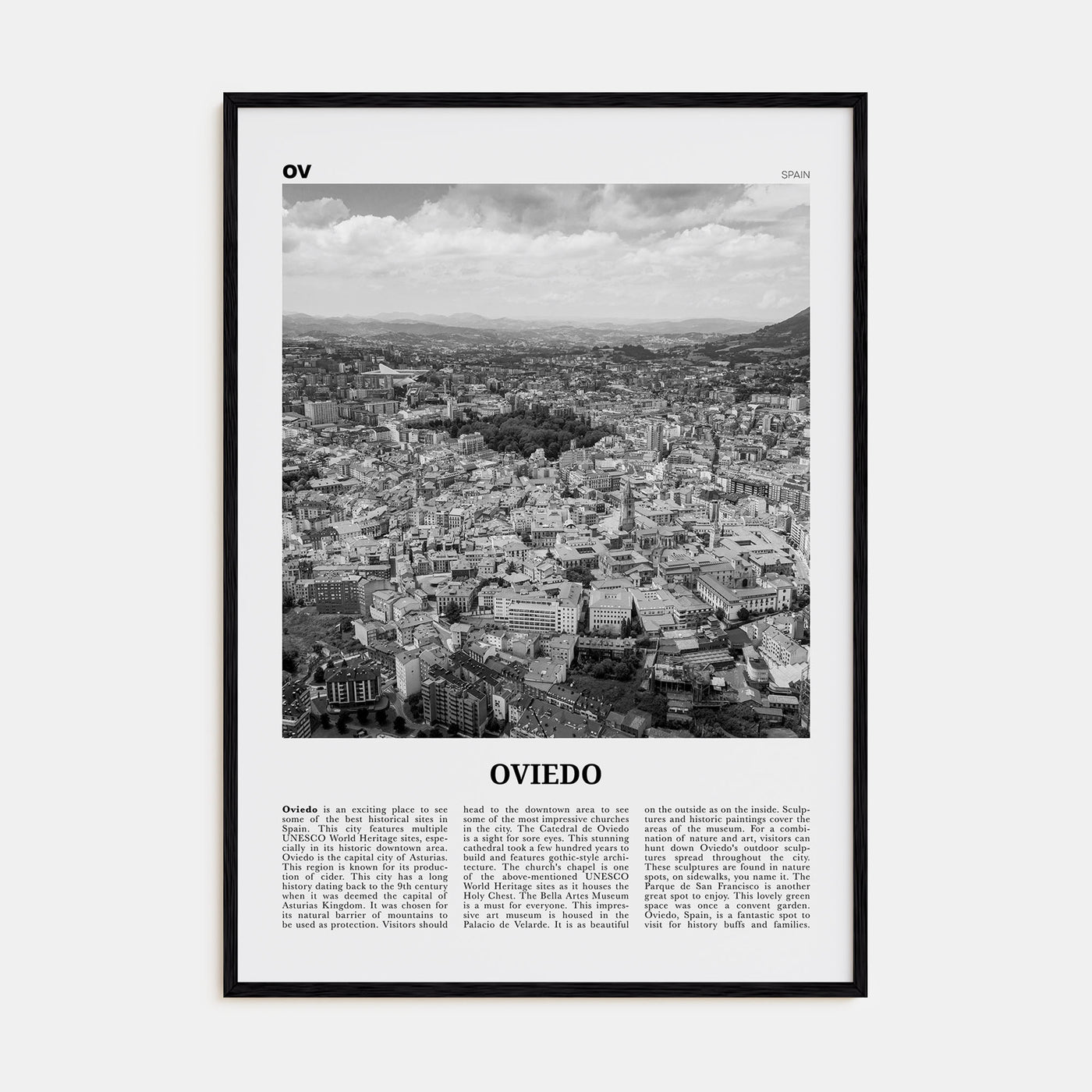 Oviedo Travel B&W Poster