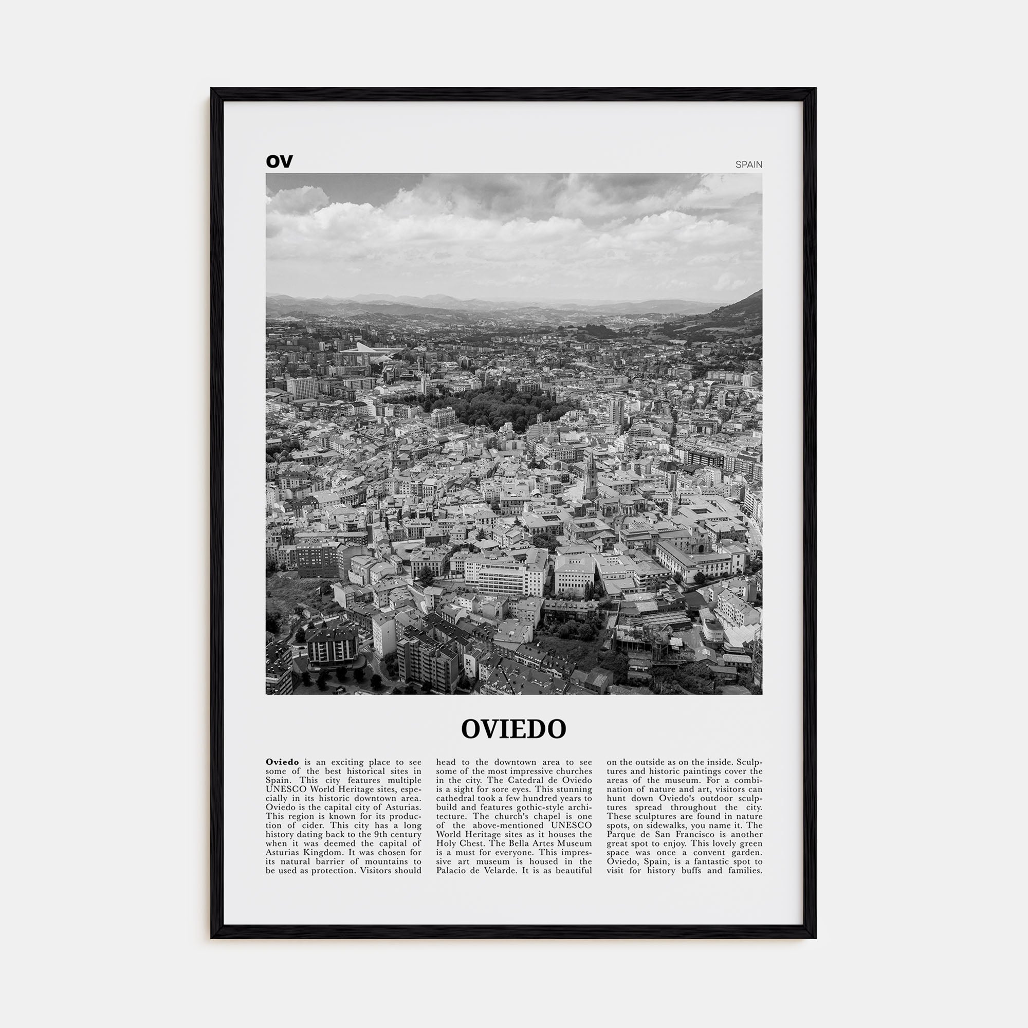 Oviedo Travel B&W Poster